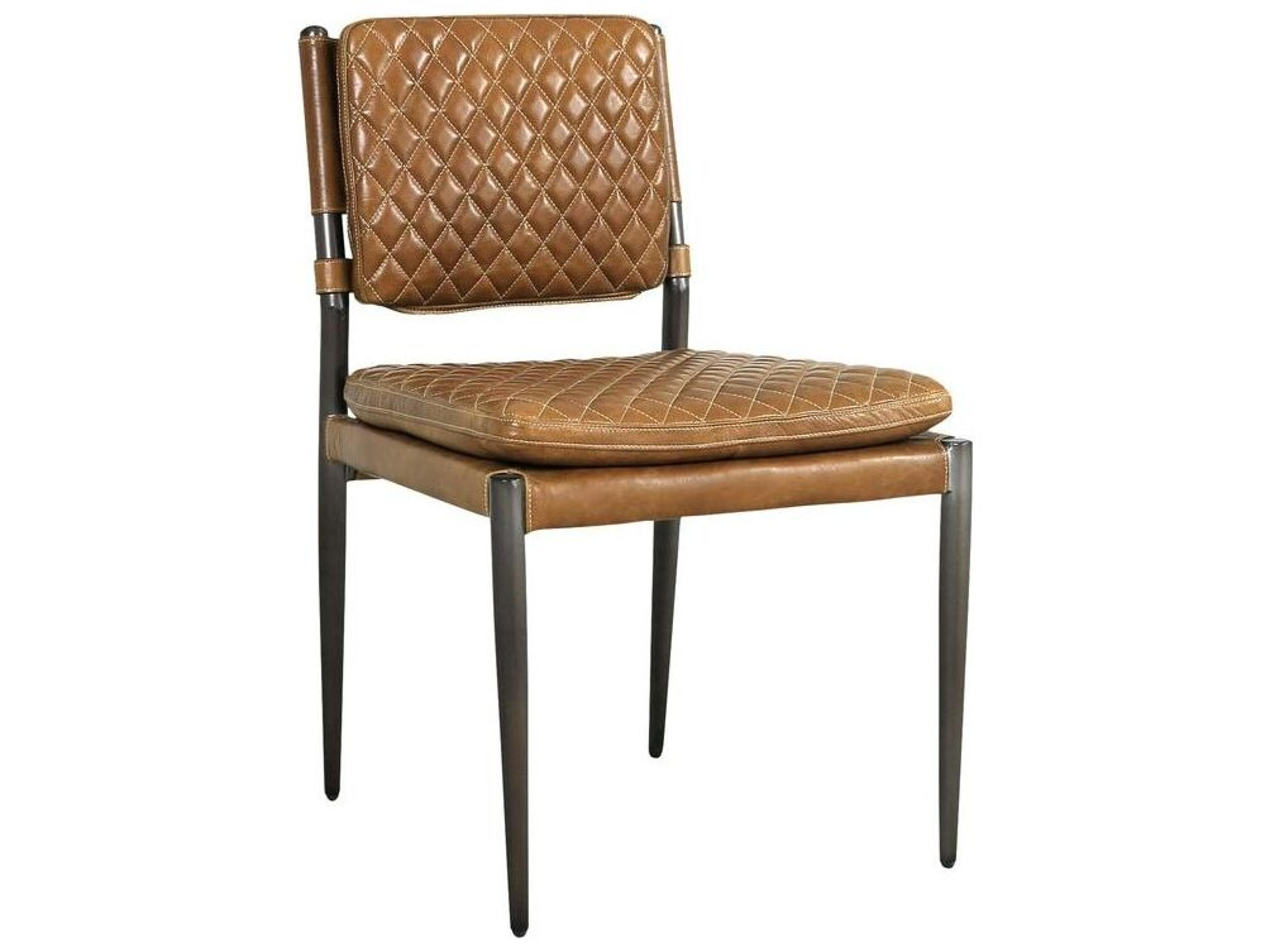 Pasargad Home Vicenza Capri Brown Leather Armless Dining Chair