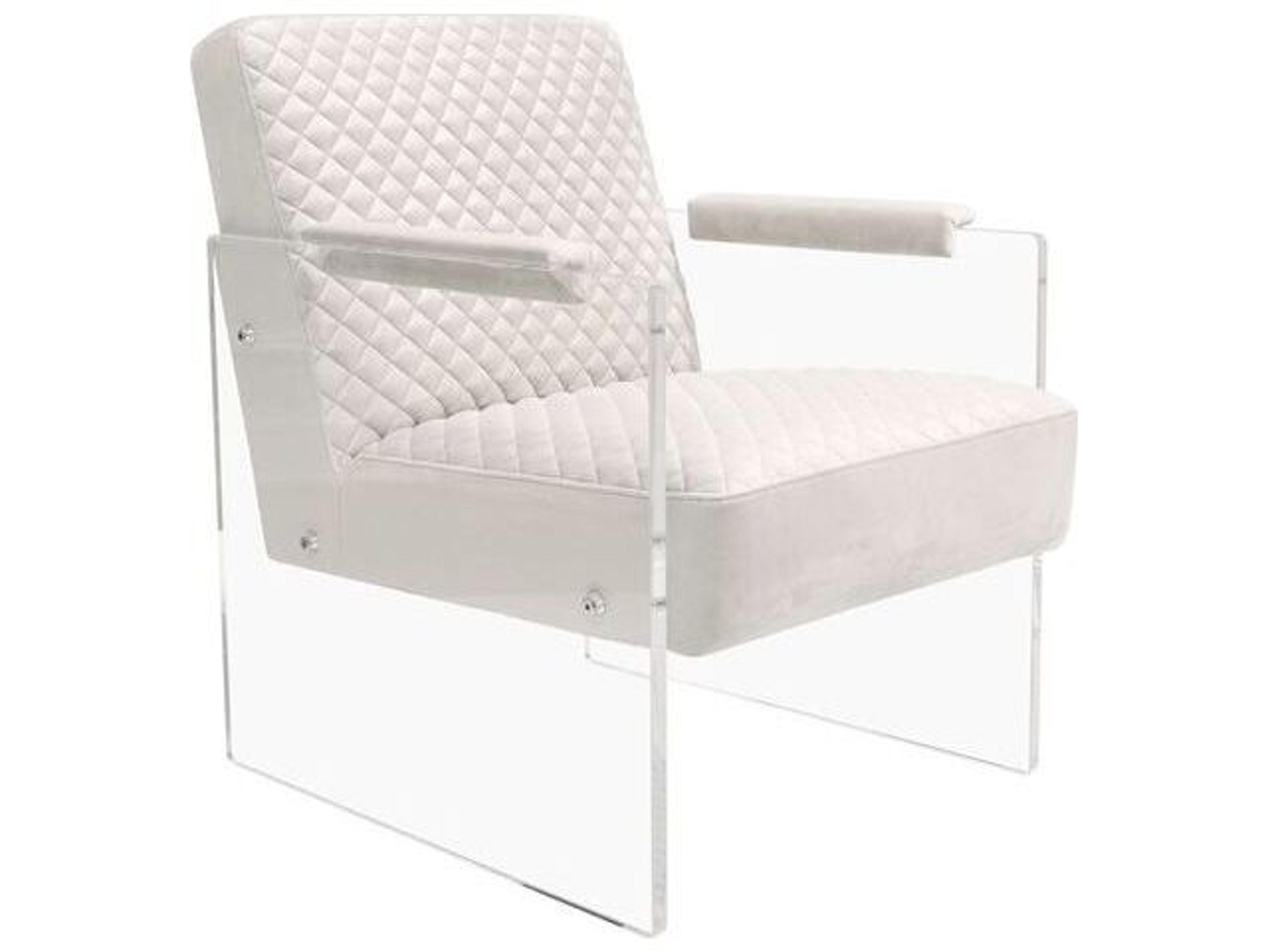Pasargad Home Tribecca White Velvet Accent Chair