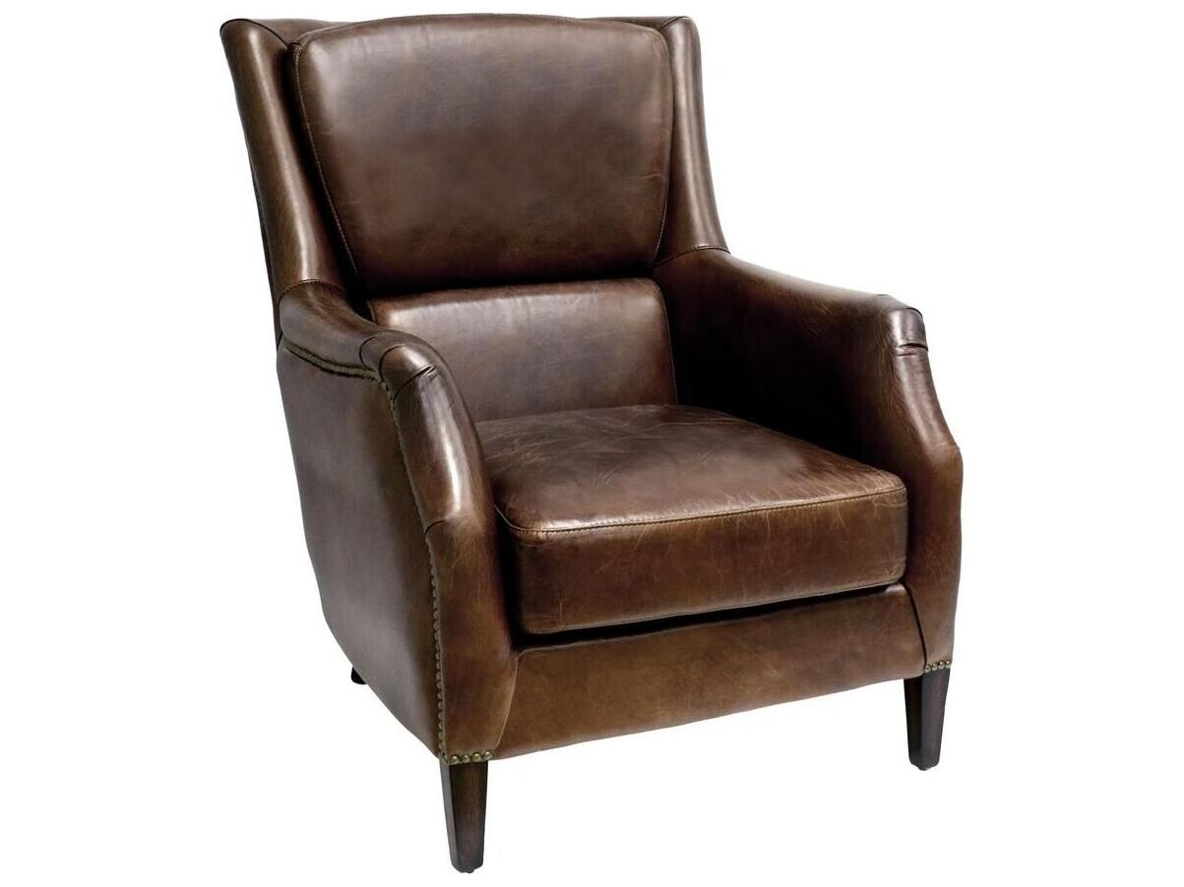 Pasargad Home Vicenza Baker Brown Leather Accent Chair
