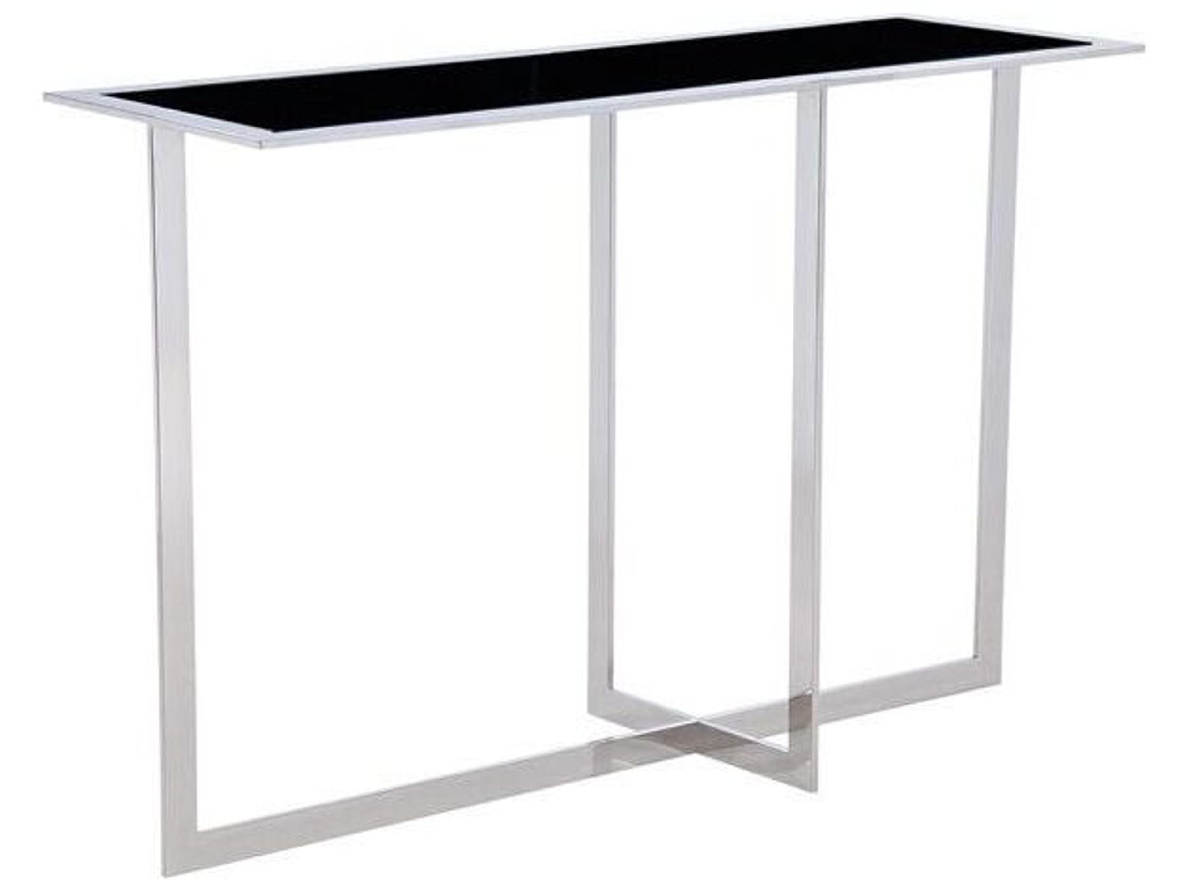 Pasargad Home Luxe Rectangular Glass Black Chrome Console Table