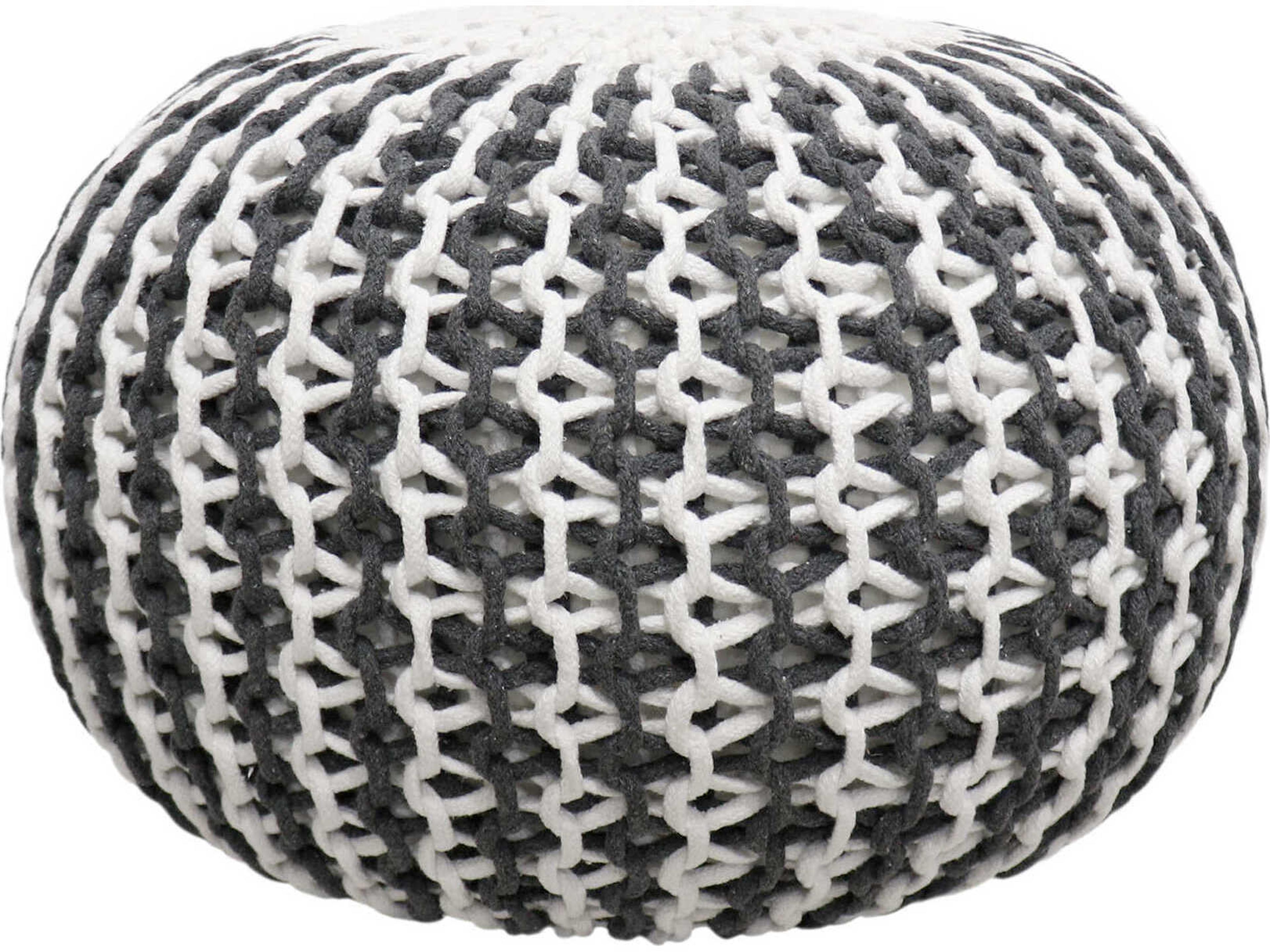 Pasargad Home Santorini Ivory Grey Upholstered Ottoman