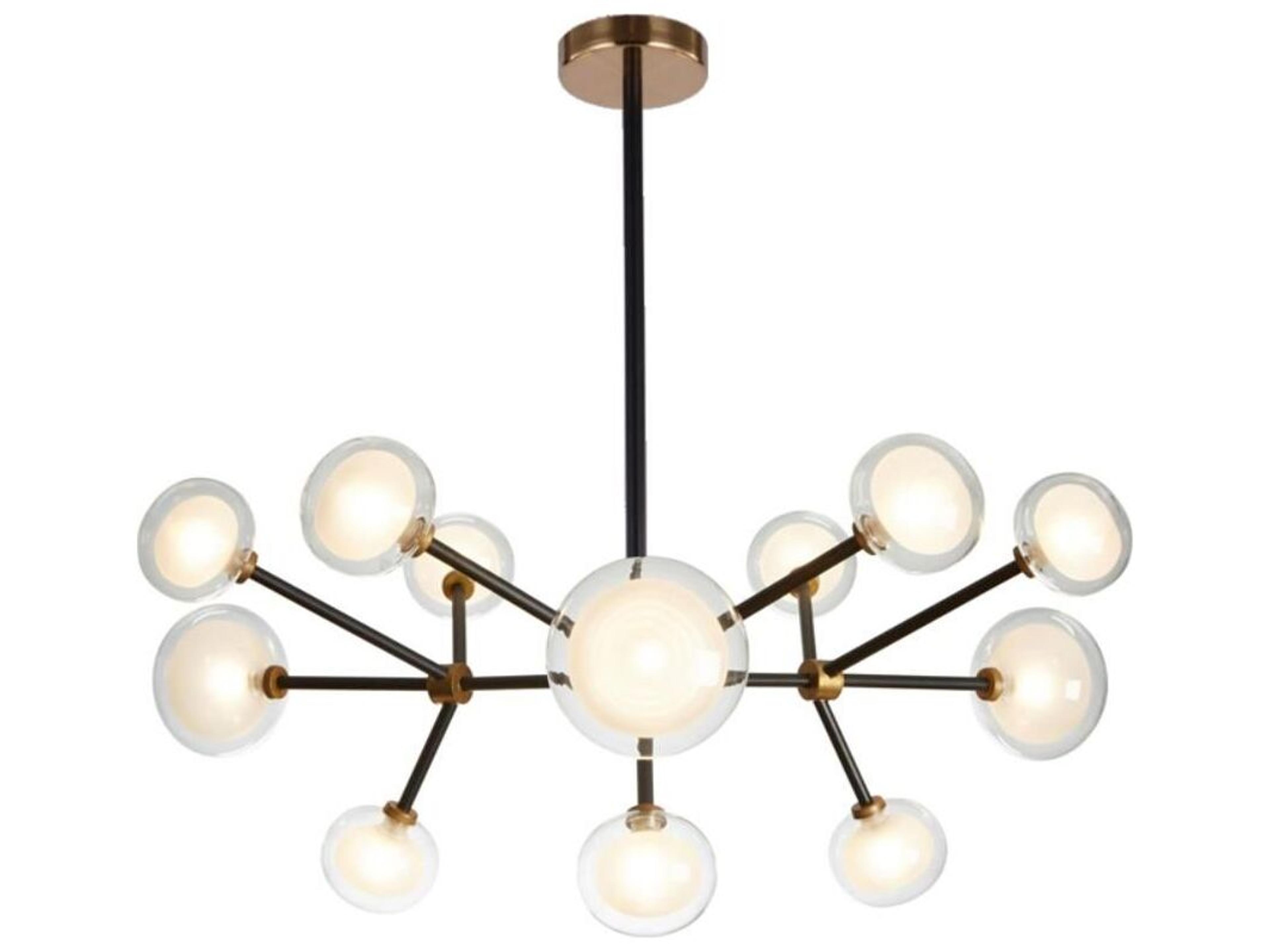 Pasargad Home Bliss Enzo 12-Light Black Gold Candelabra Globe Chandelier