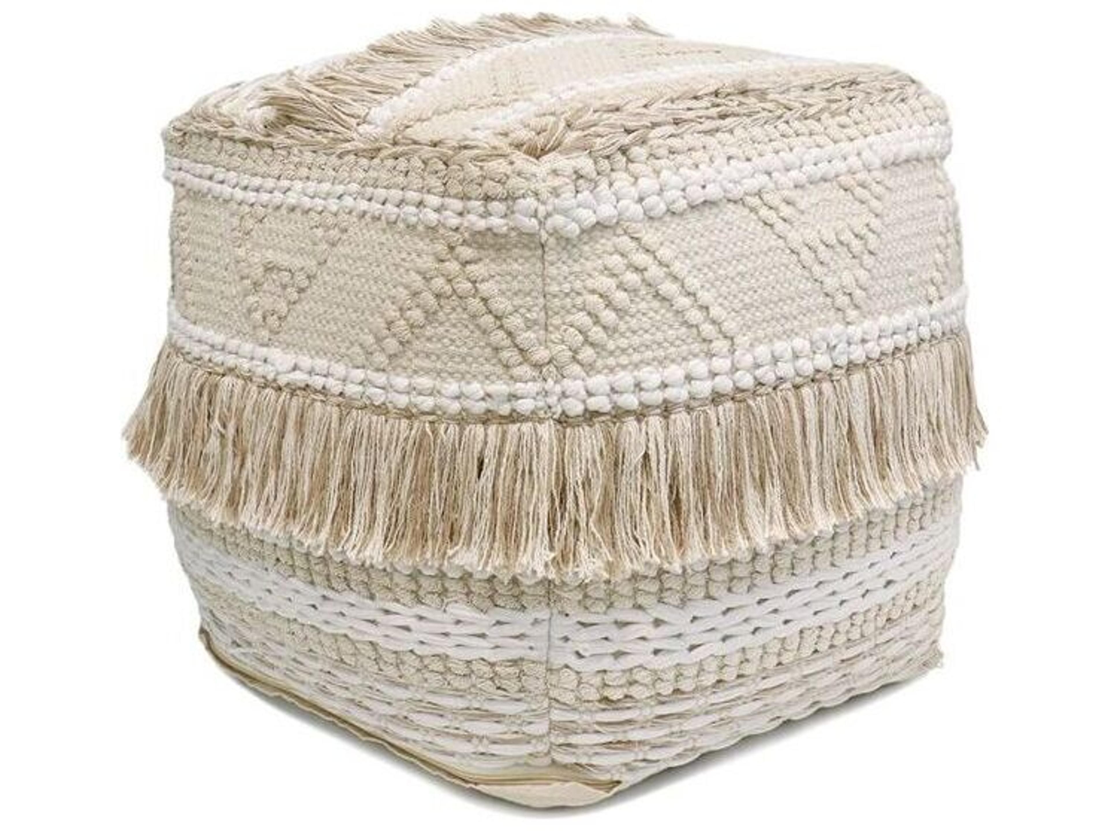 Pasargad Home Grand Canyon Beige Upholstered Pouf