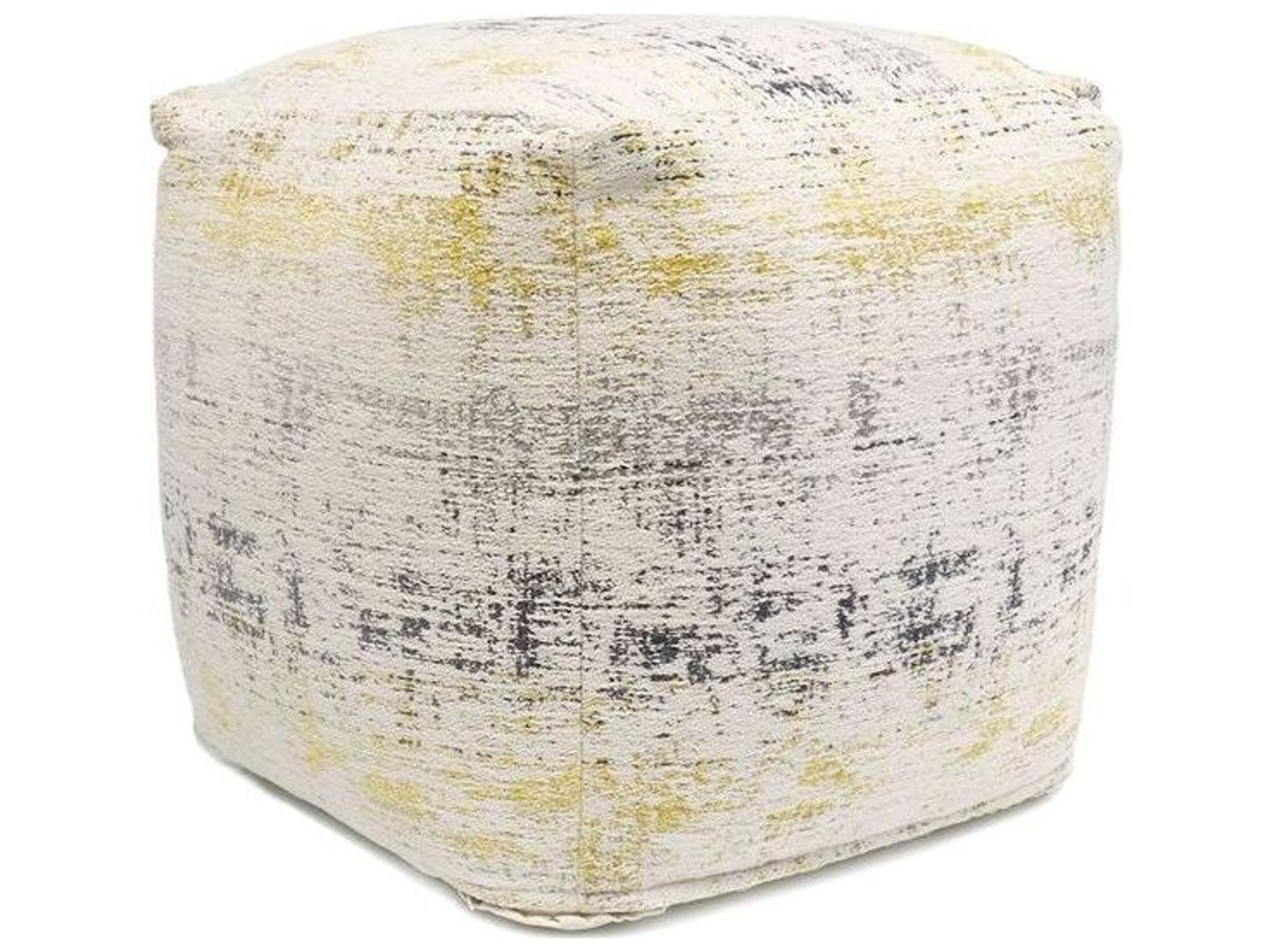 Pasargad Home Grand Canyon Ivory Gold Upholstered Pouf