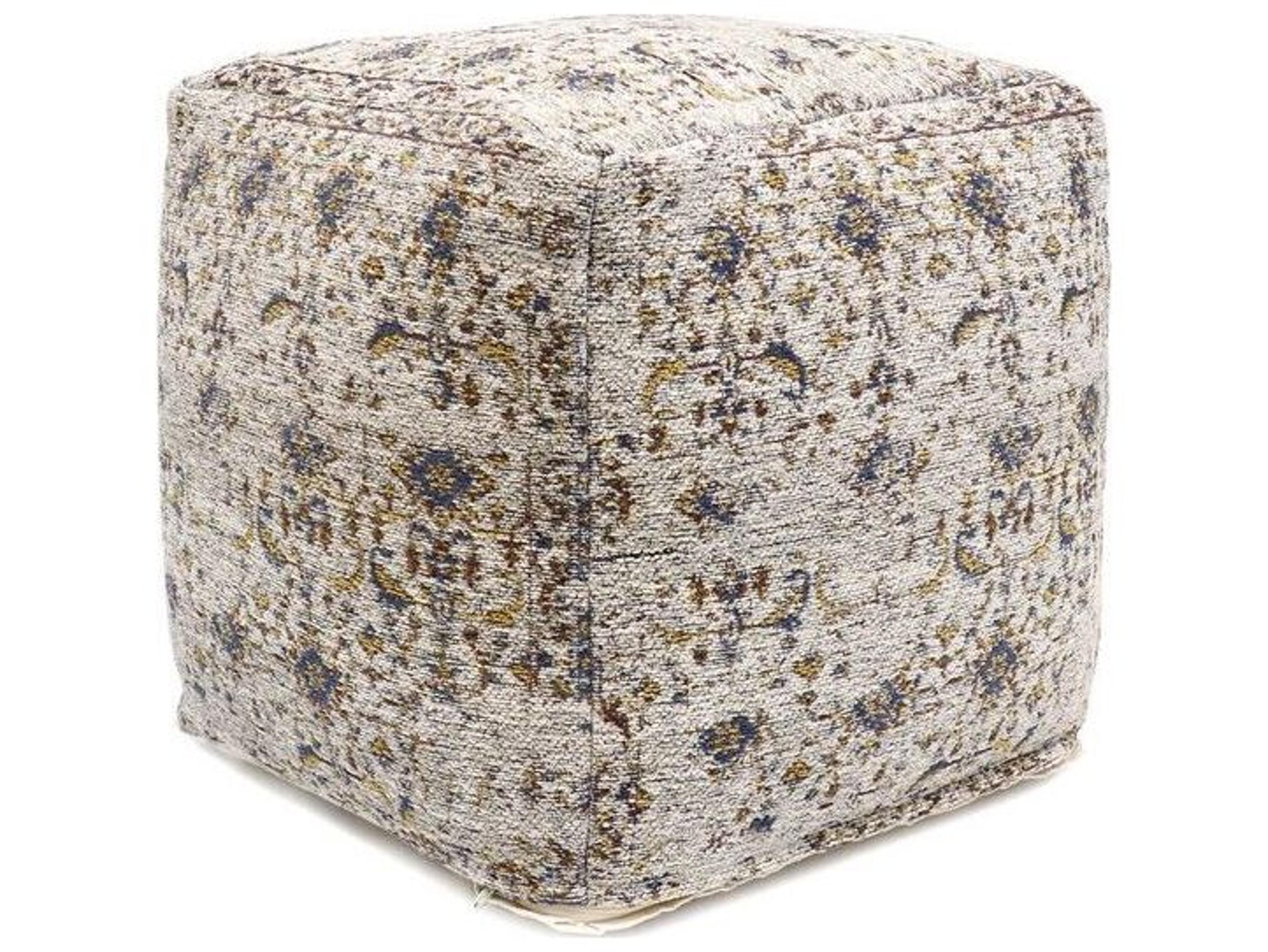 Pasargad Home Grand Canyon Toupe Multi Brown Upholstered Pouf