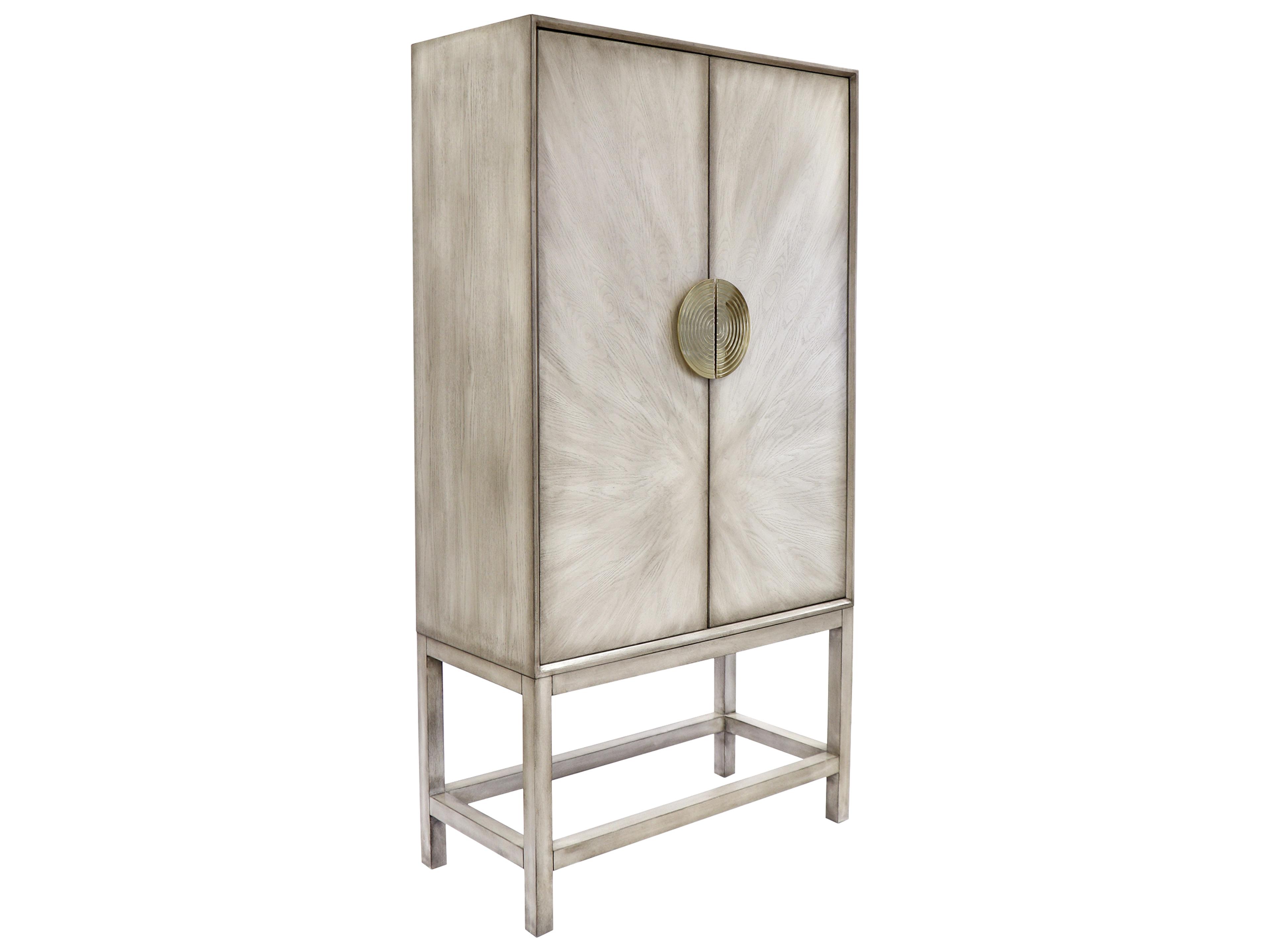 Pasargad Home Calypso Oliver Grey Gold Bar Cabinet