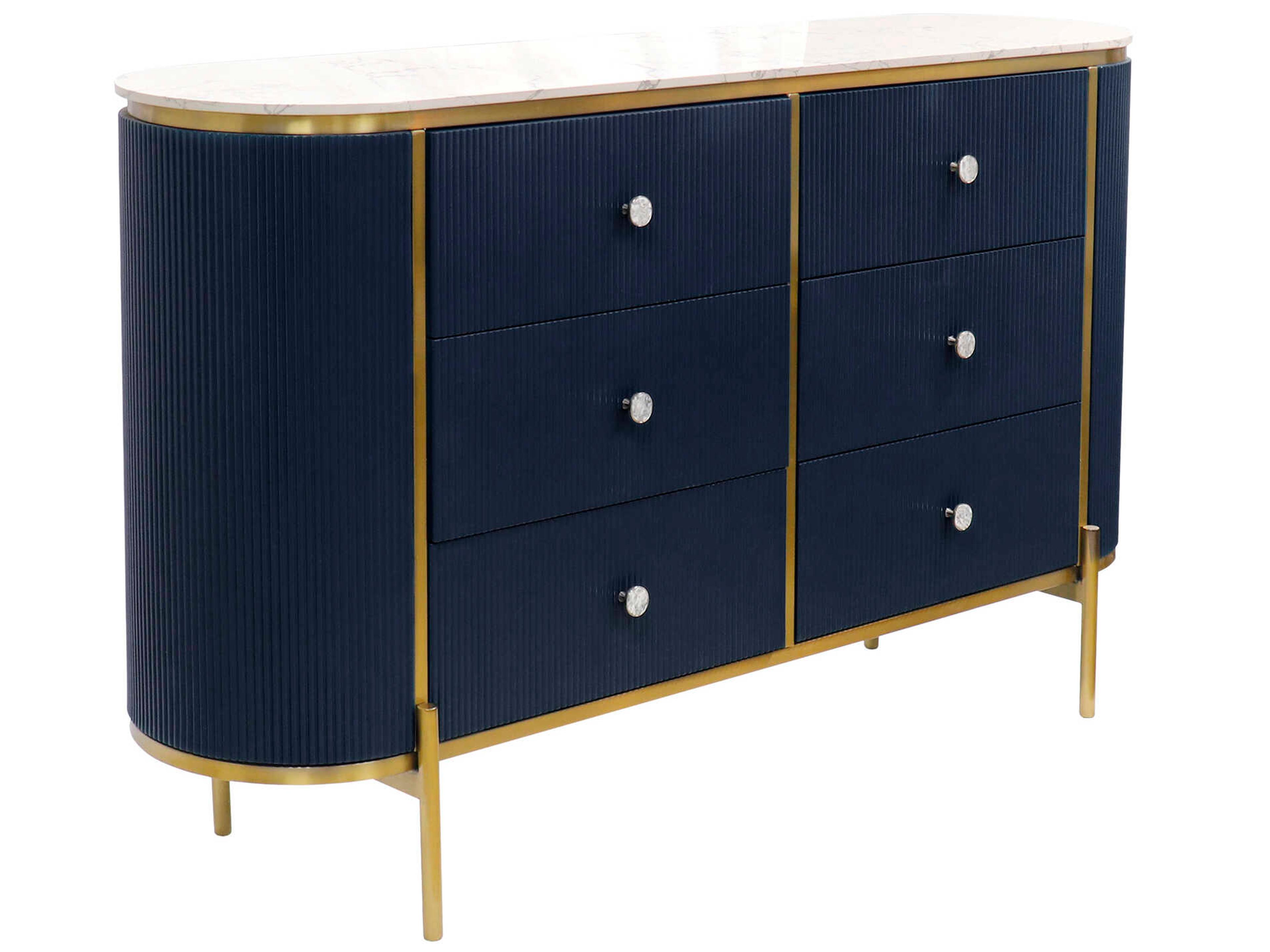 Pasargad Home Calypso Theodore 59" Navy Gold Sideboard