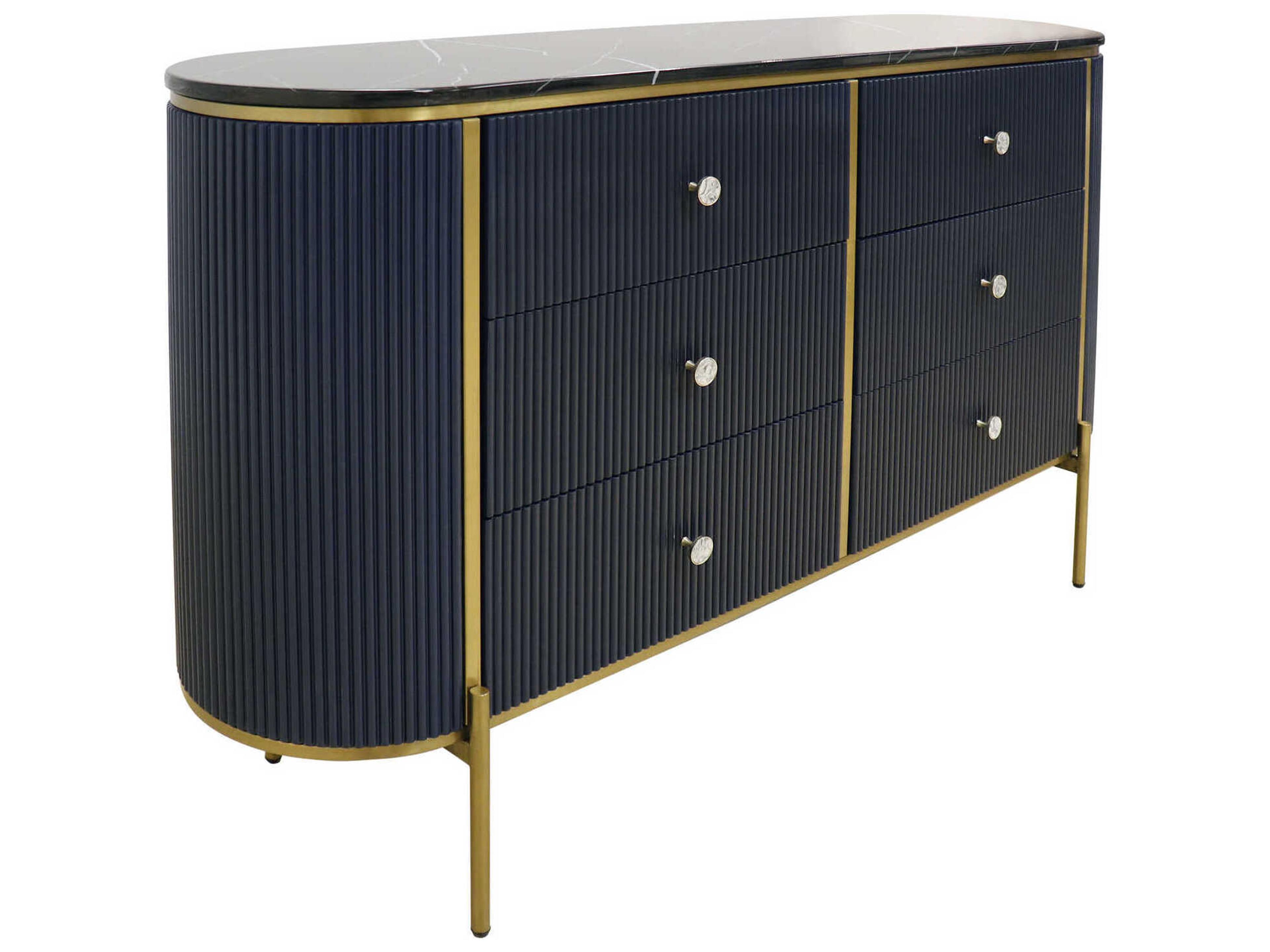 Pasargad Home Calypso Theodore 59" Navy Gold Sideboard