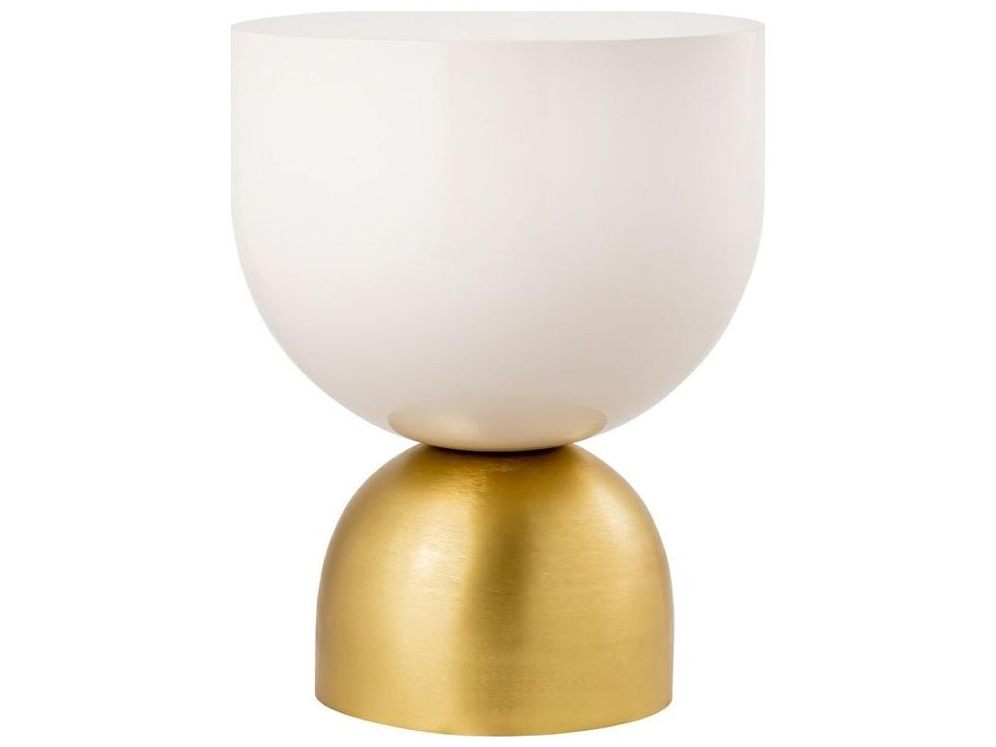 Pasargad Home Byzantine Calista Round Metal Brass Ivory End Table