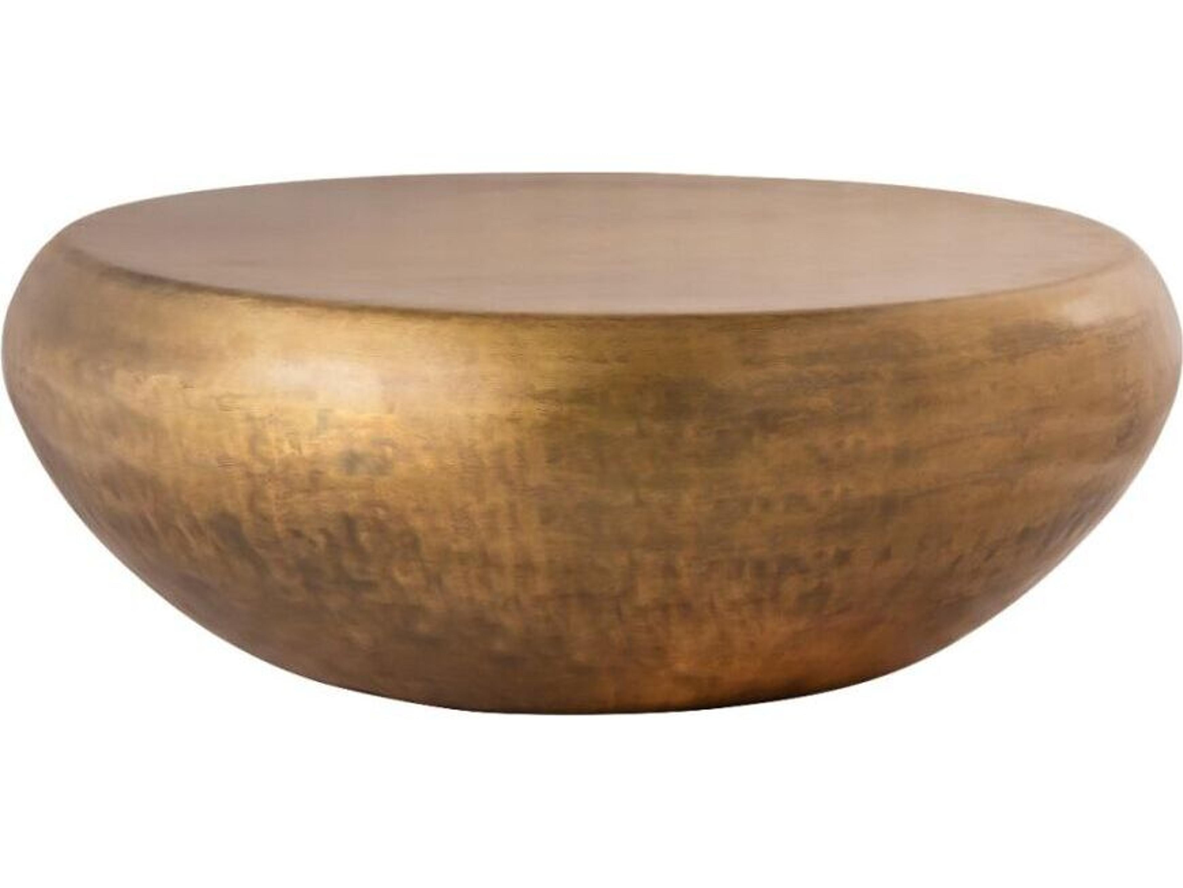 Pasargad Home Byzantine Helios Round Metal Brass Coffee Table