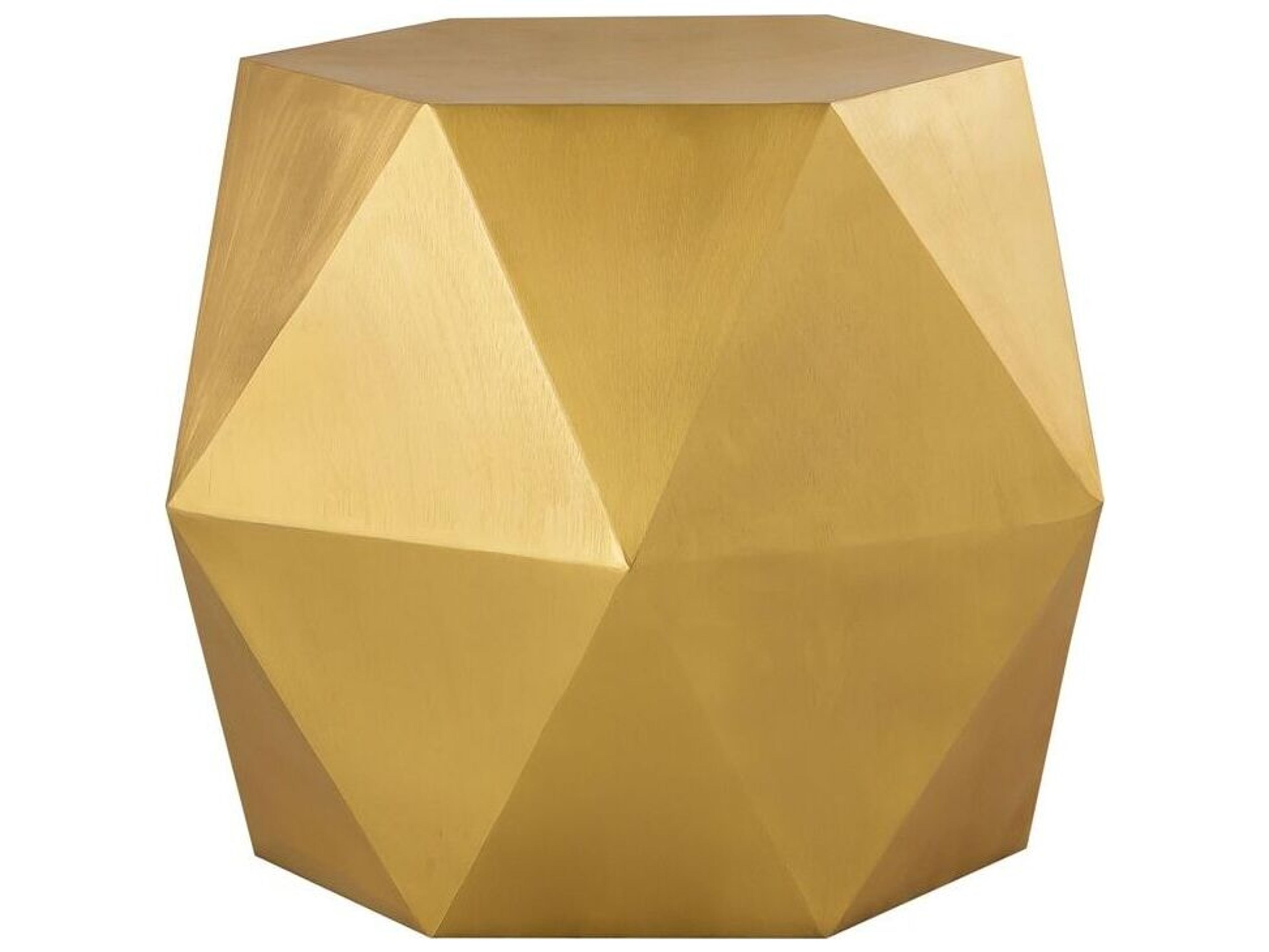 Pasargad Home Byzantine Lexi Hexagon Metal Brass End Table