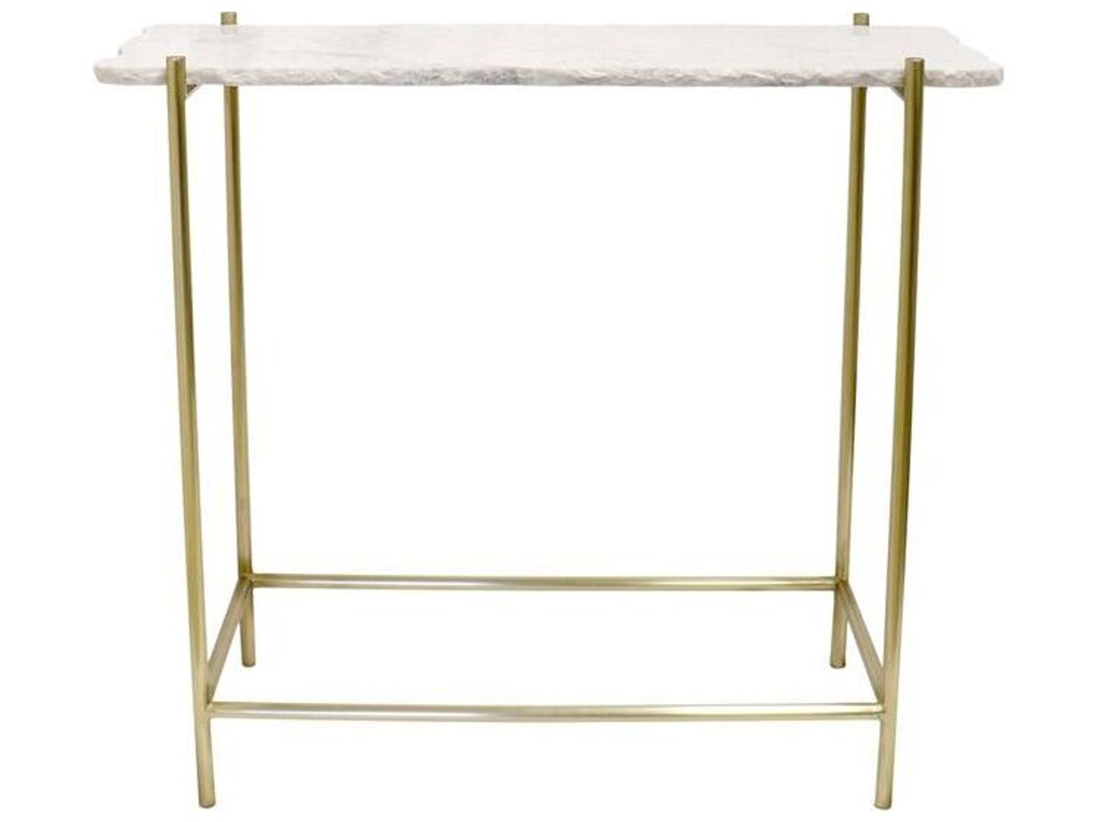 Pasargad Home Beacon Vasto Rectangular Marble White Gold Console Table