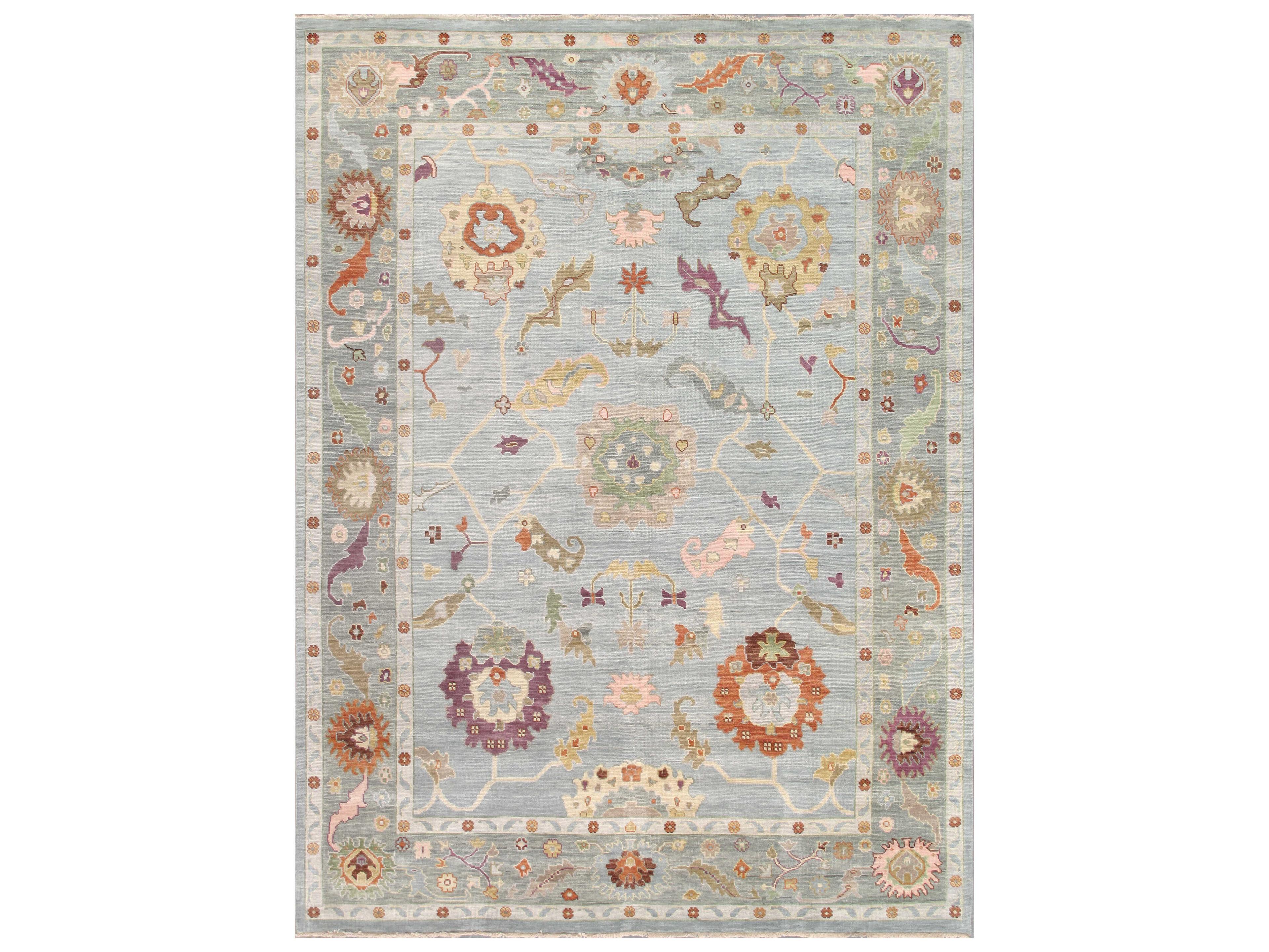Pasargad Home Oushak Bordered Area Rug