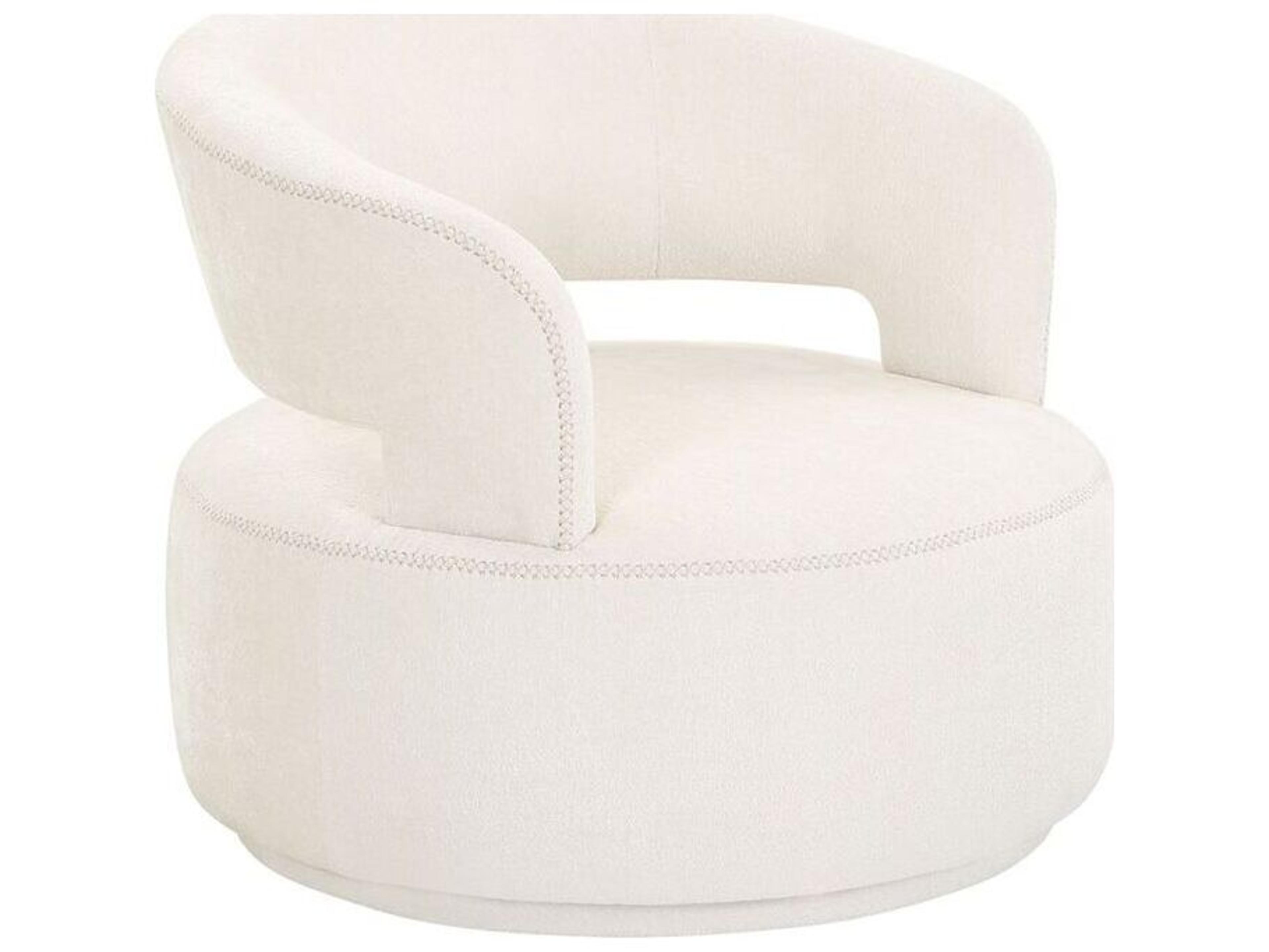 Pasargad Home Noho Piagia Swivel White Accent Chair