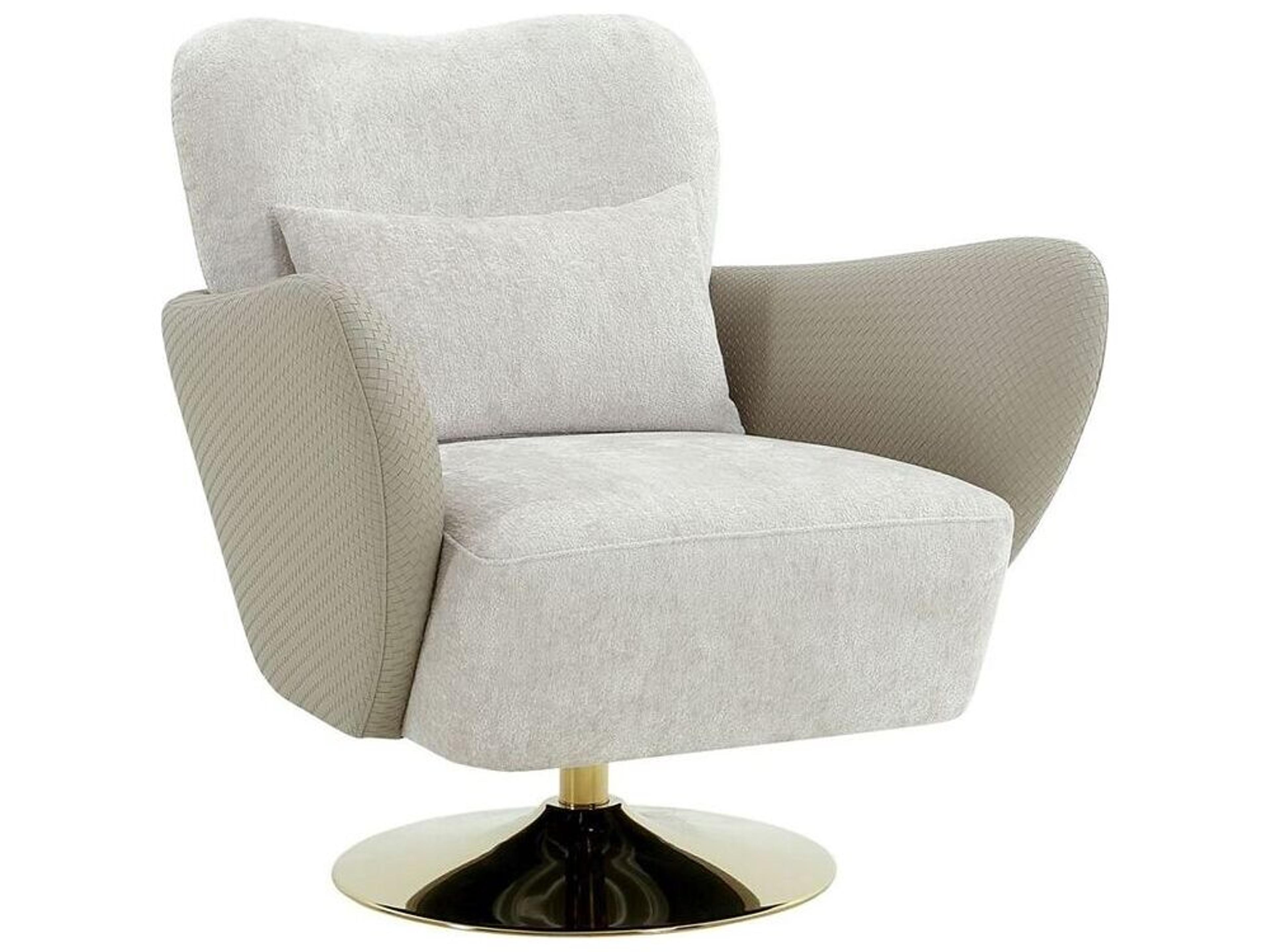 Pasargad Home Noho Mercer Swivel Beige Accent Chair