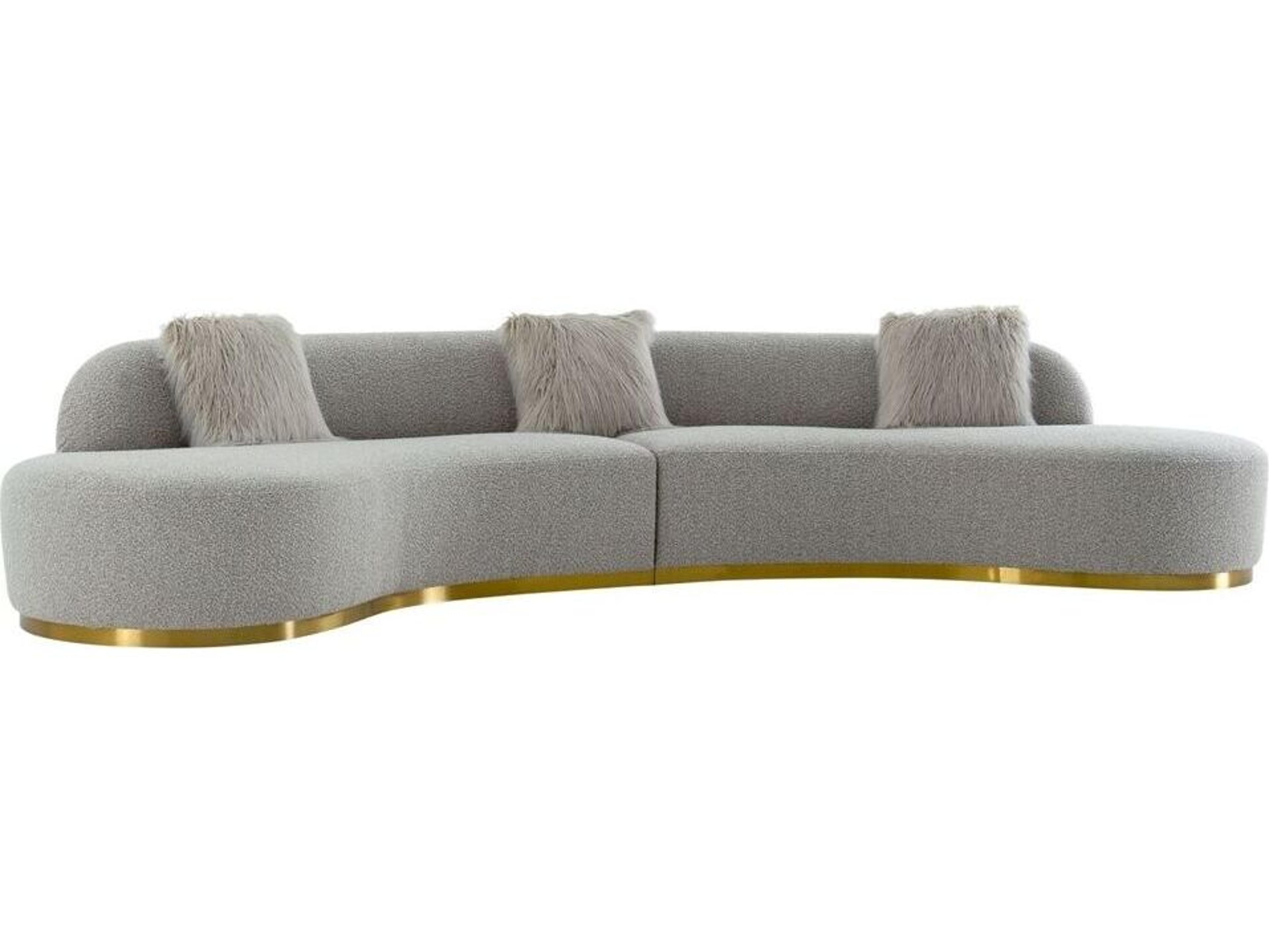 Pasargad Home Noho Simona Grey Gold Upholstered Sofa