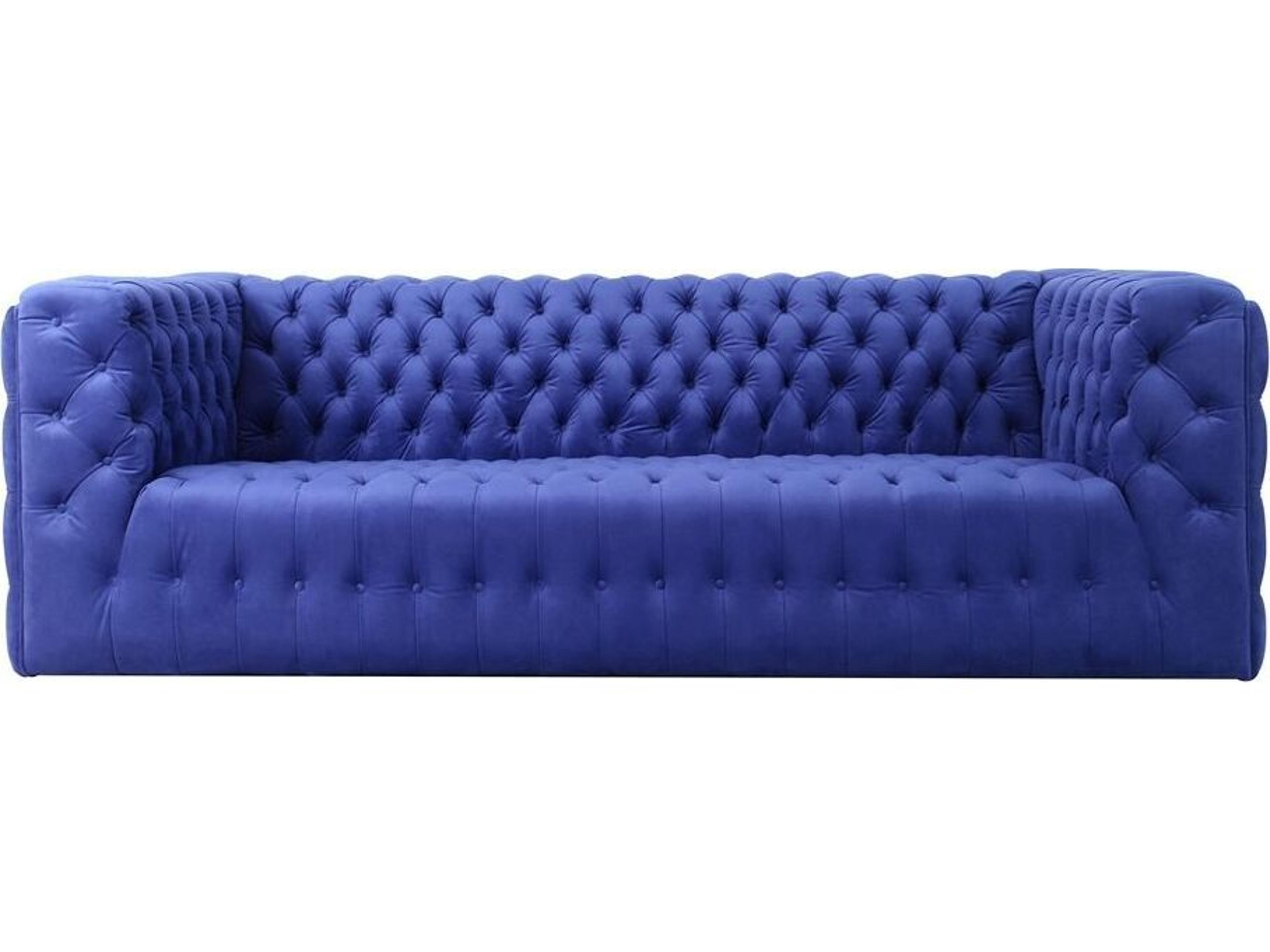 Pasargad Home Vicenza Blue Velvet Upholstered Sofa