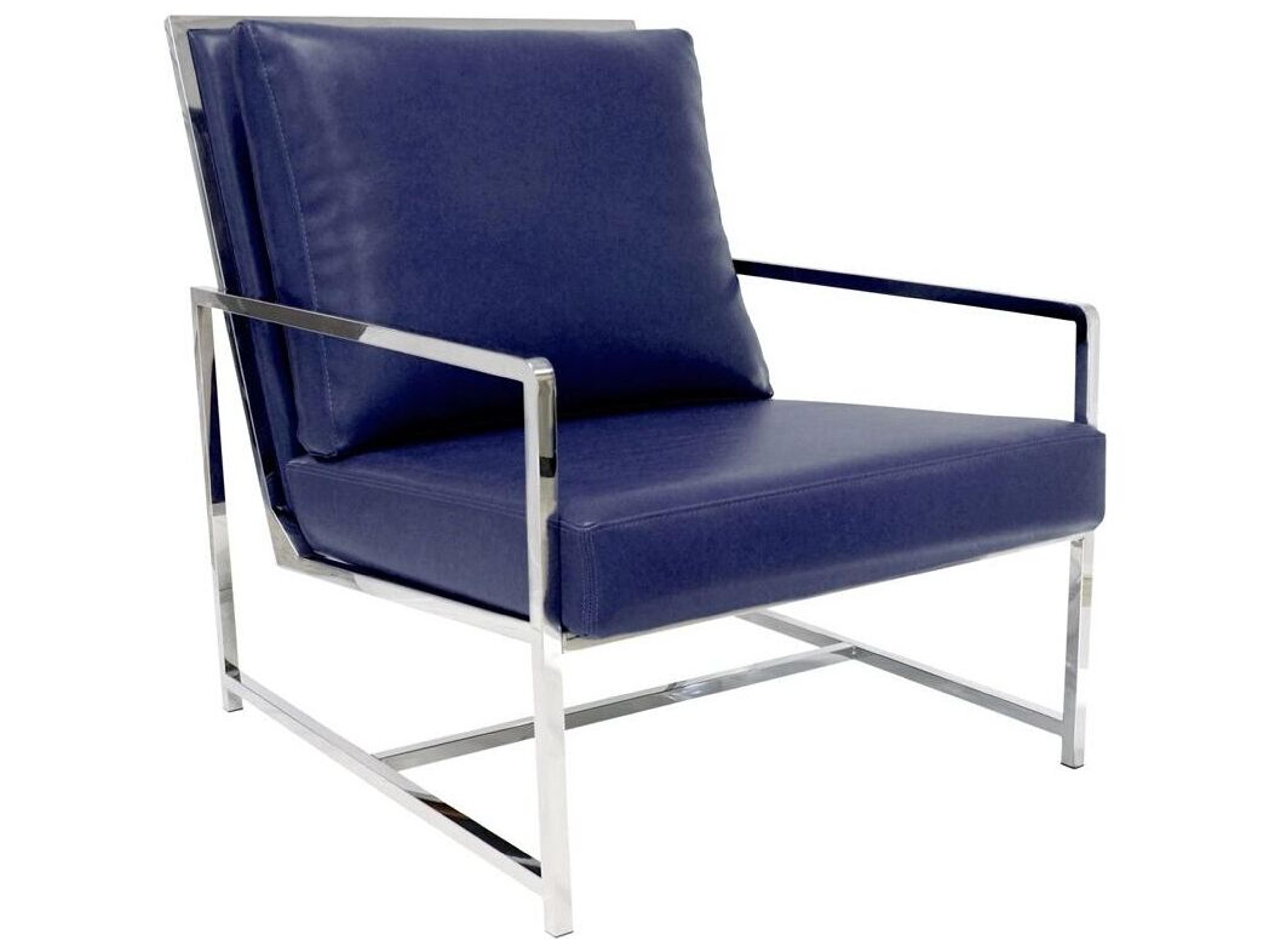 Pasargad Home Luxe Blue Faux Leather Accent Chair