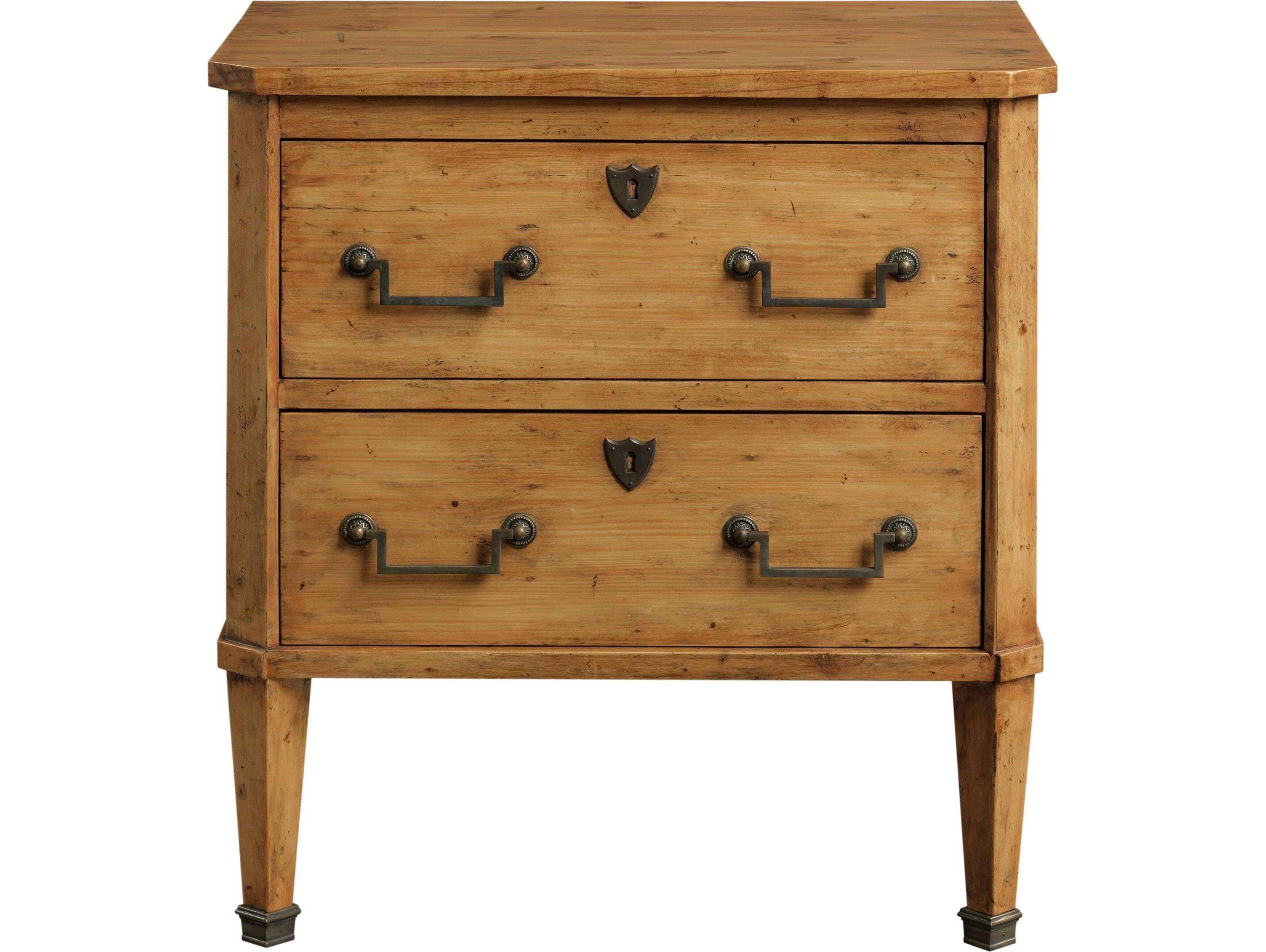 Port Eliot 2-Drawers Brown Spruce Wood Nightstand