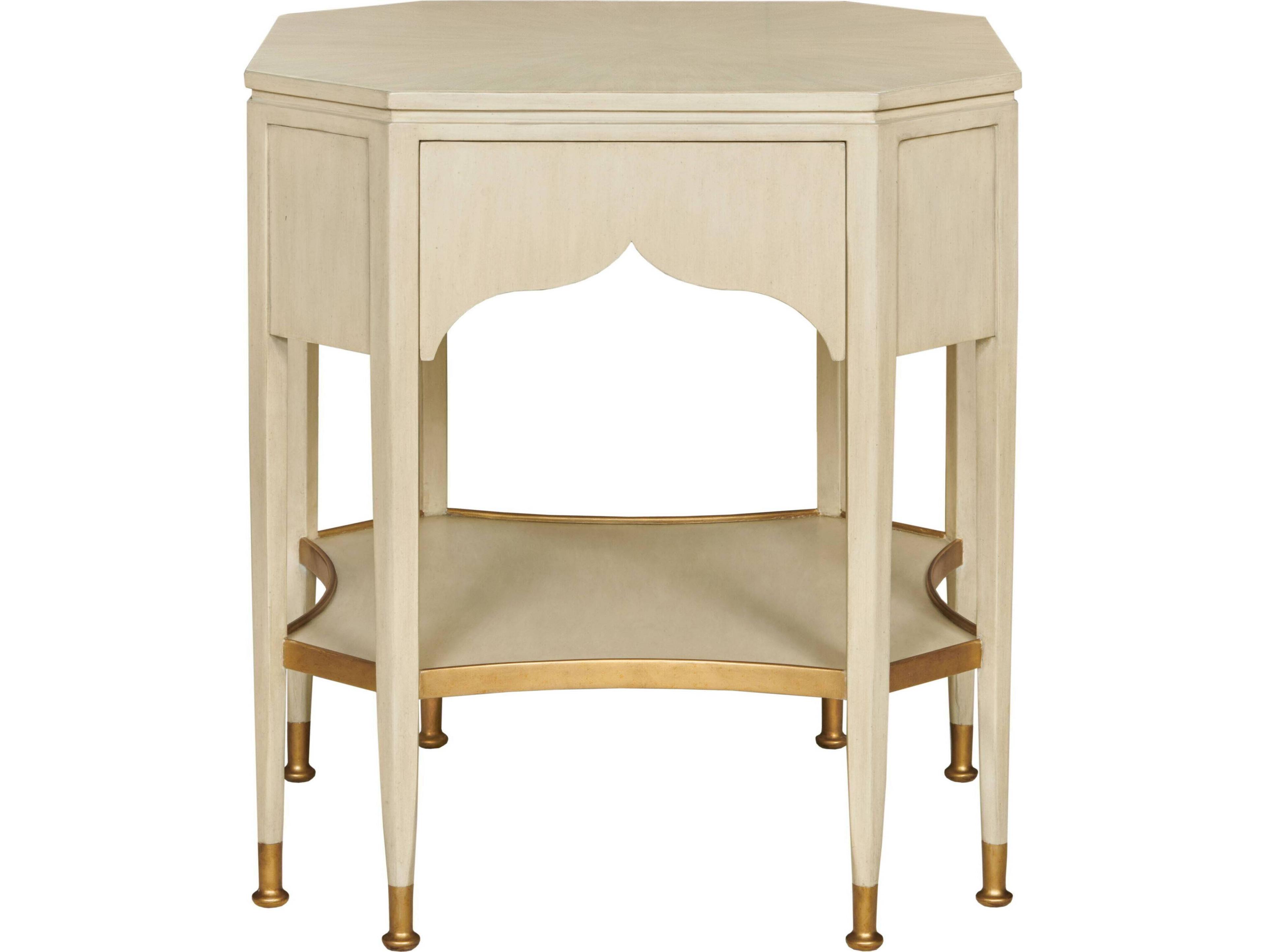 Port Eliot Octagonal Wood Linen Paint End Table