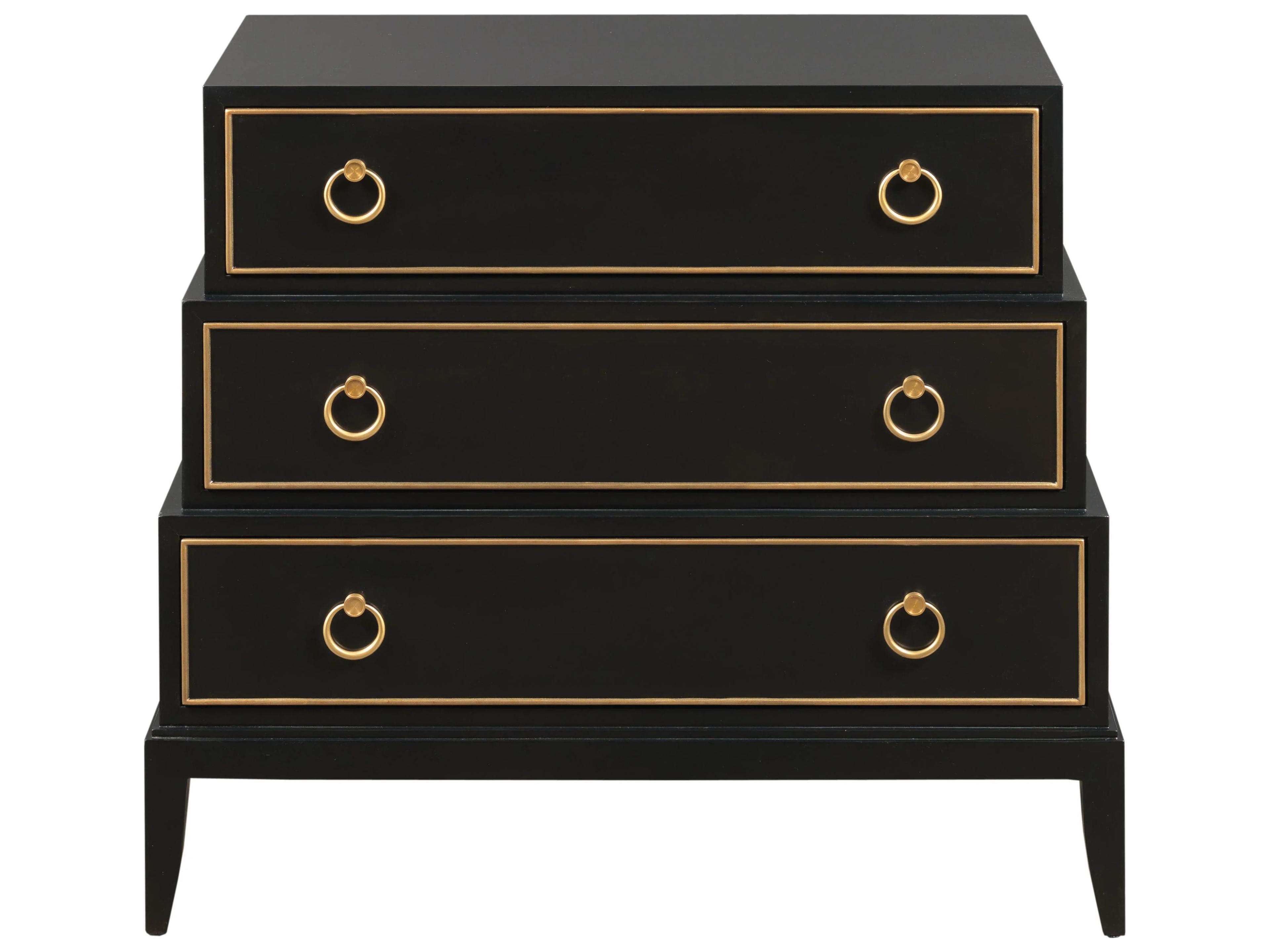 Port Eliot Black Sheen Walnut Wood Accent Chest
