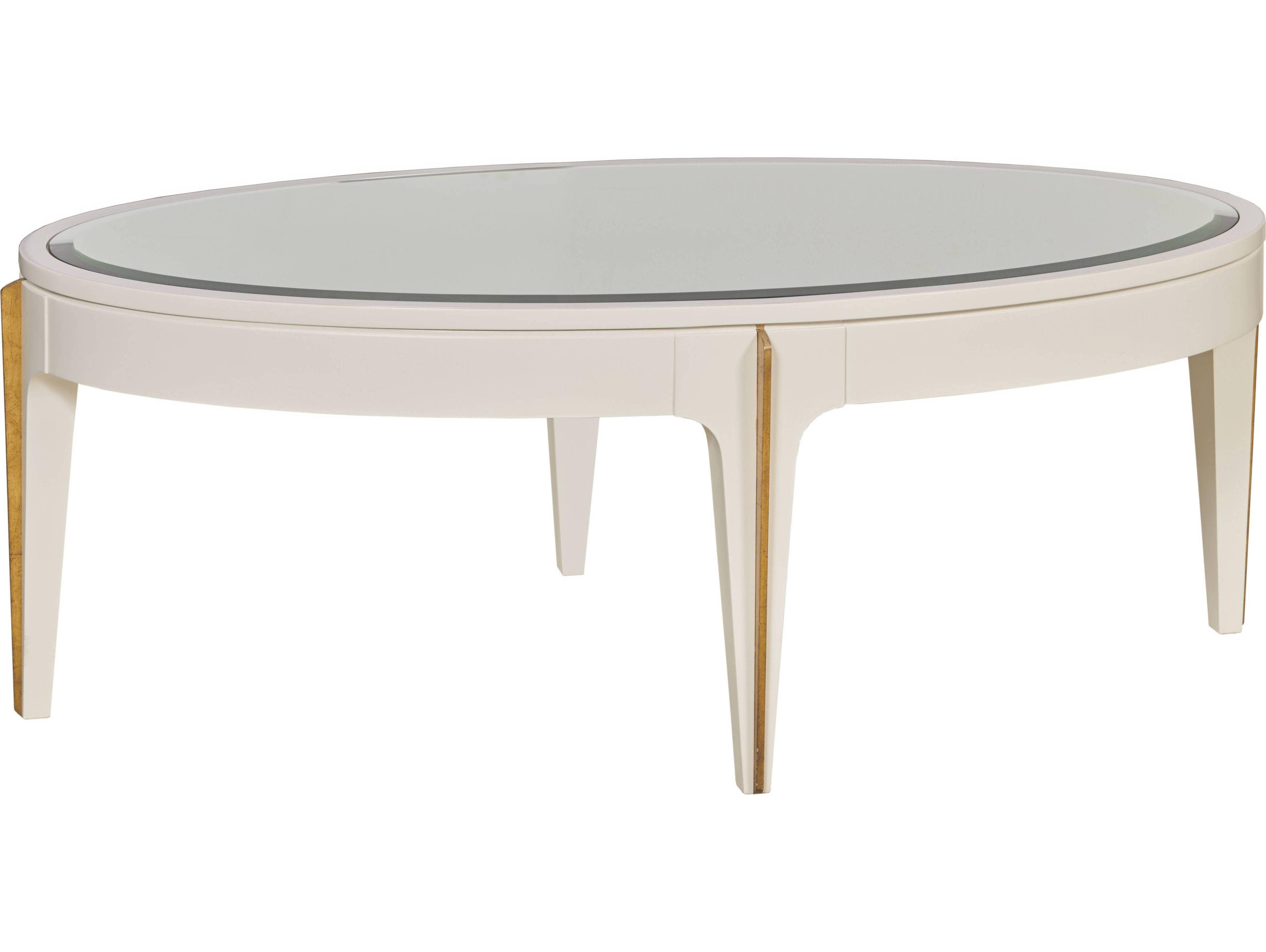Port Eliot Oval Wood White Lacquer Mirror Coffee Table