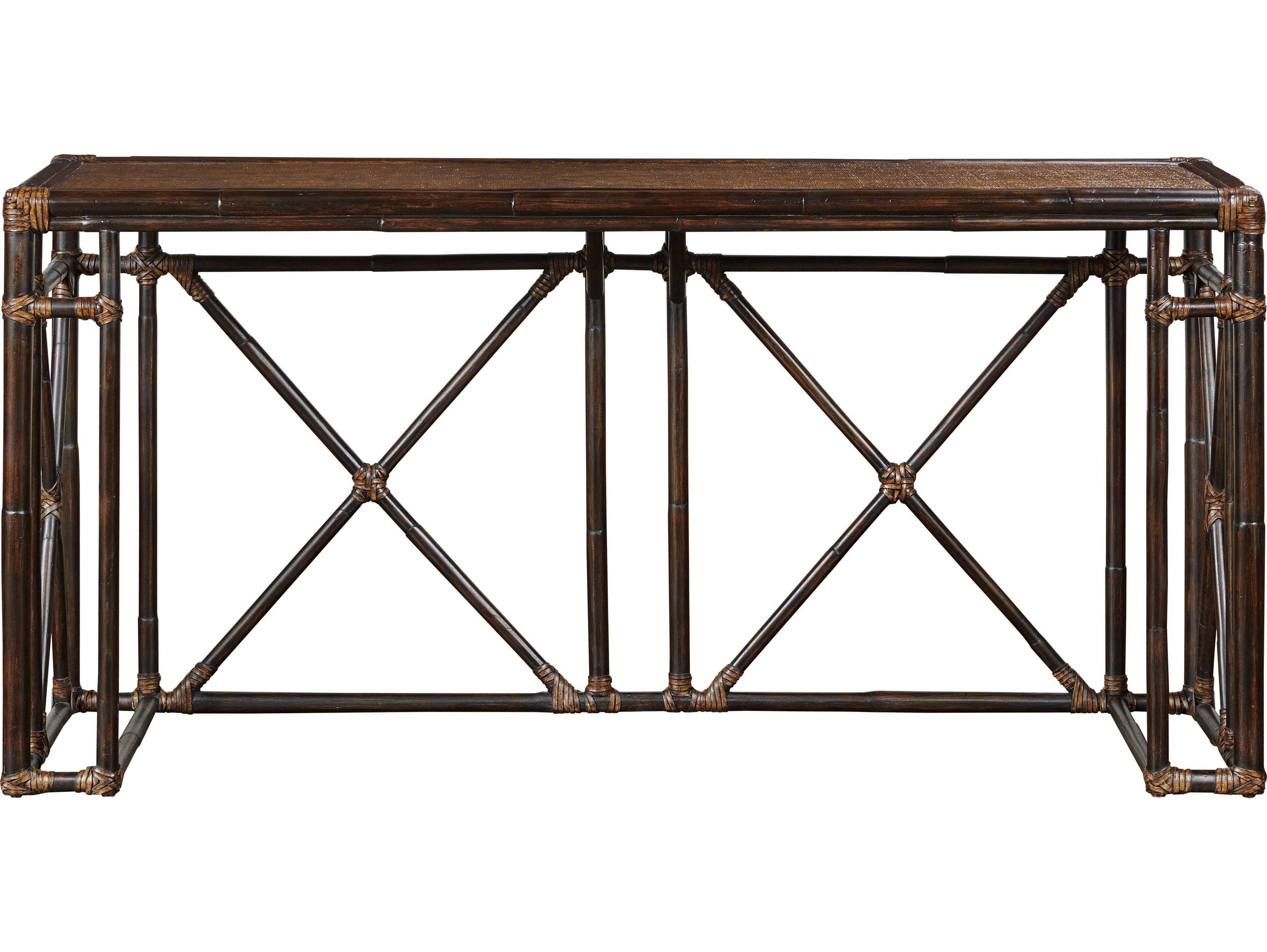 Port Eliot Rectangular Rattan Espresso Console Table