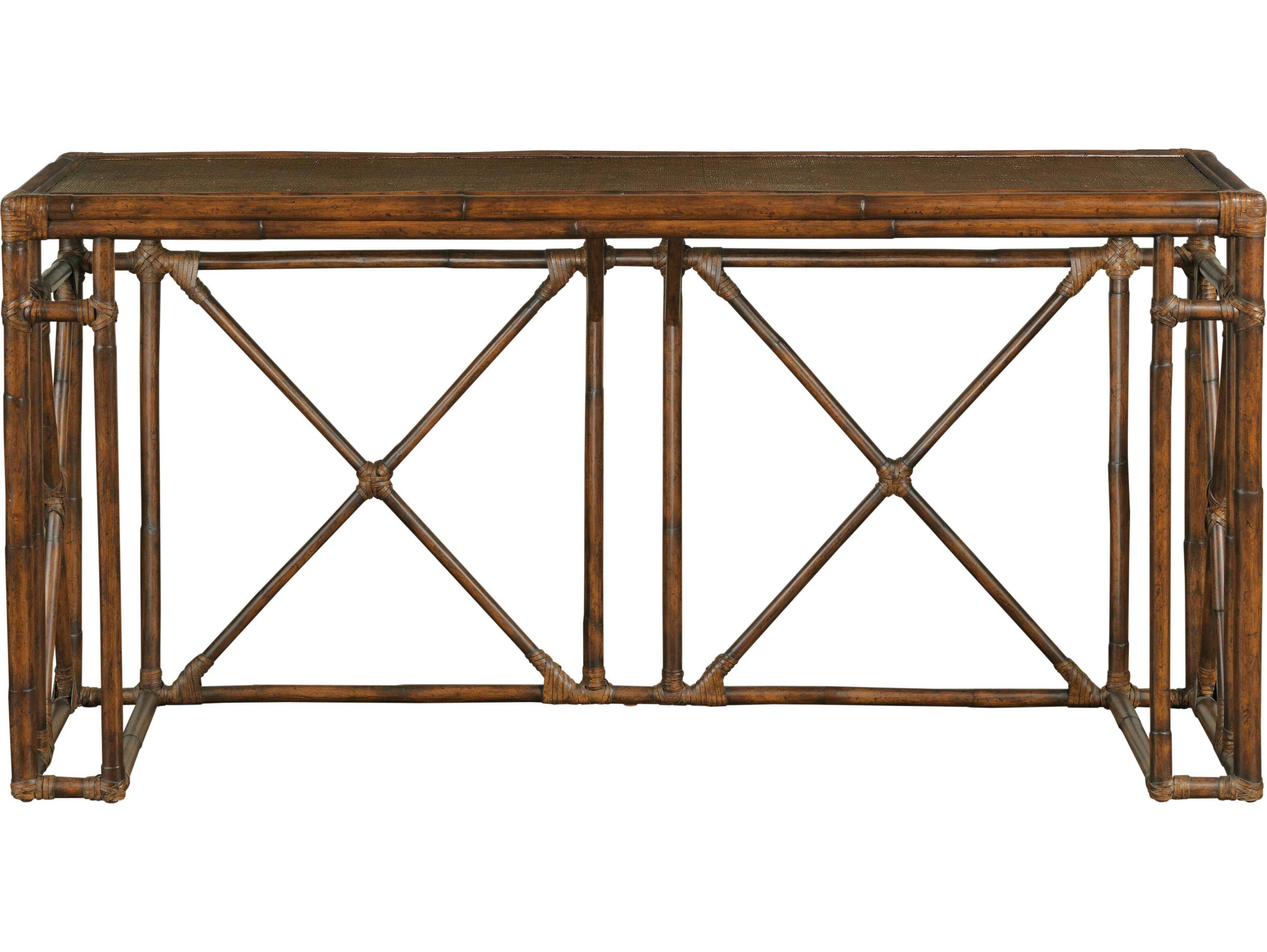 Port Eliot Rectangular Rattan Mahogany Console Table