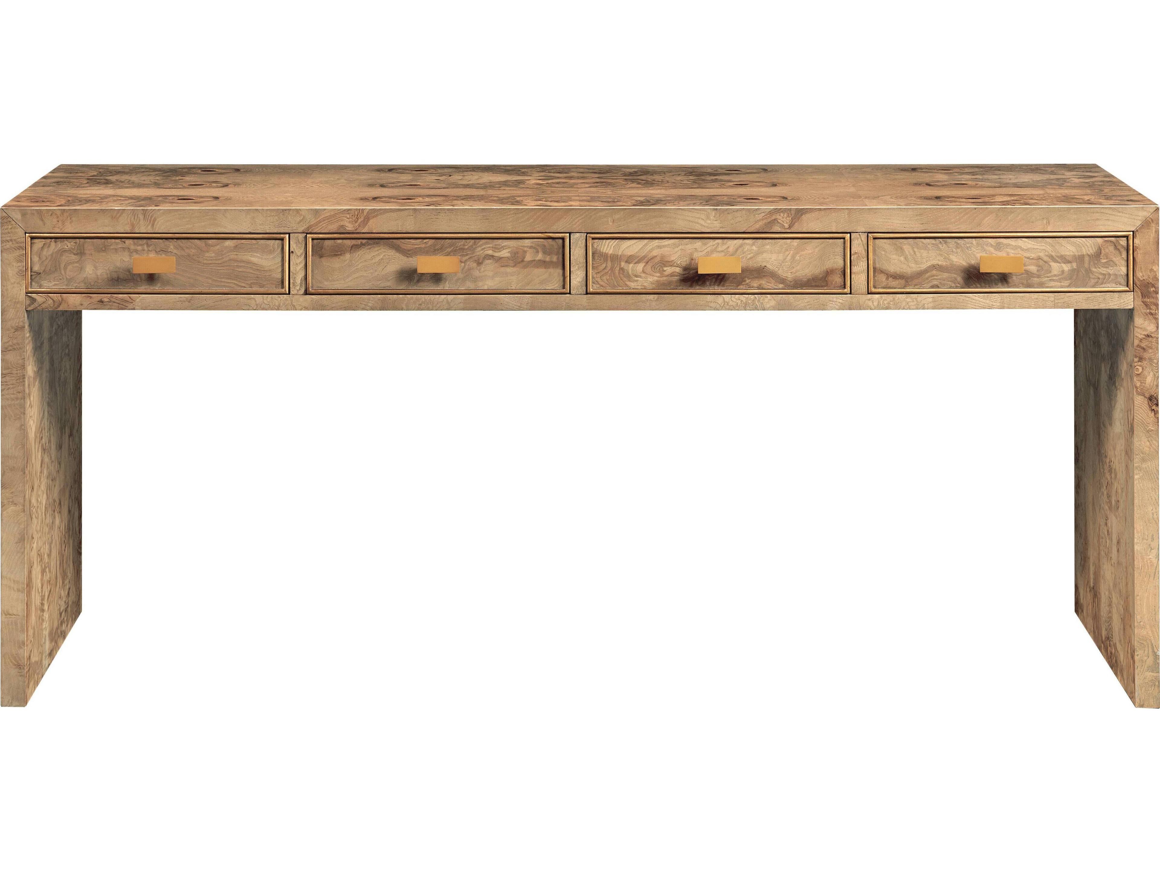 Port Eliot Rectangular Wood Burl Console Table