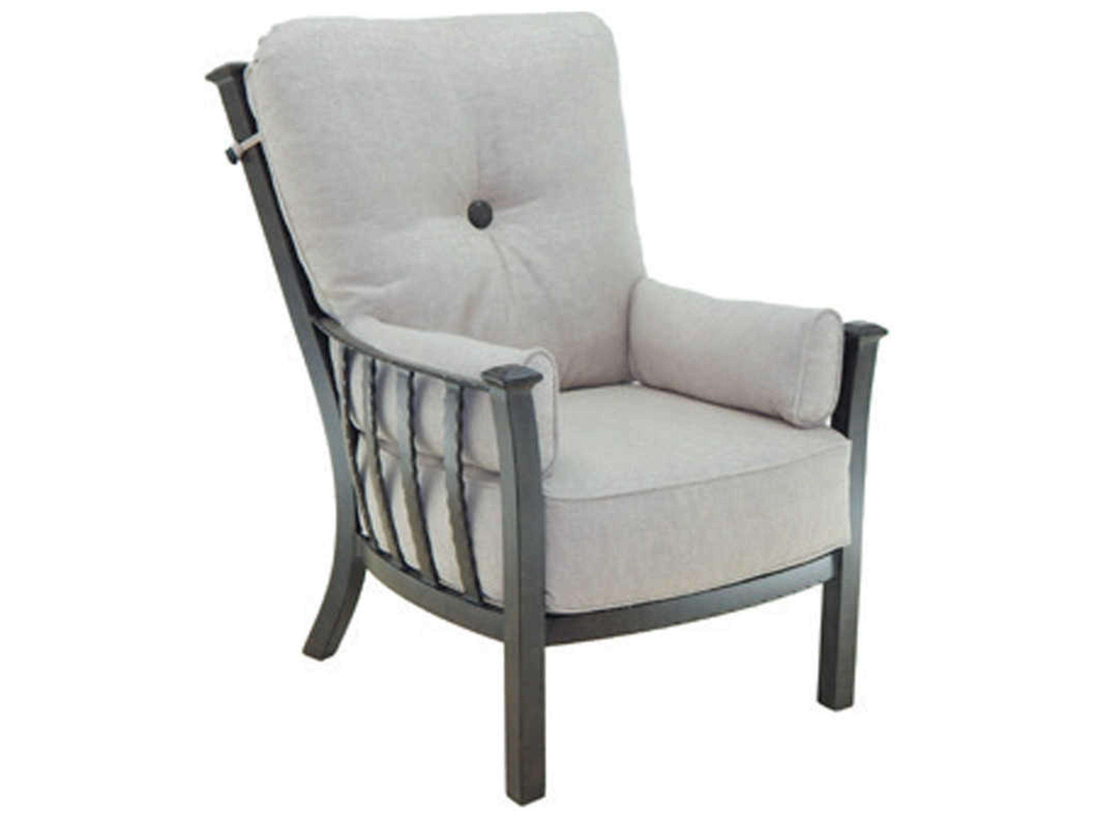 Castelle Santa Fe Deep Seating Cast Aluminum Ultra High Back Patio Lounge Chair with Two Side Pillows