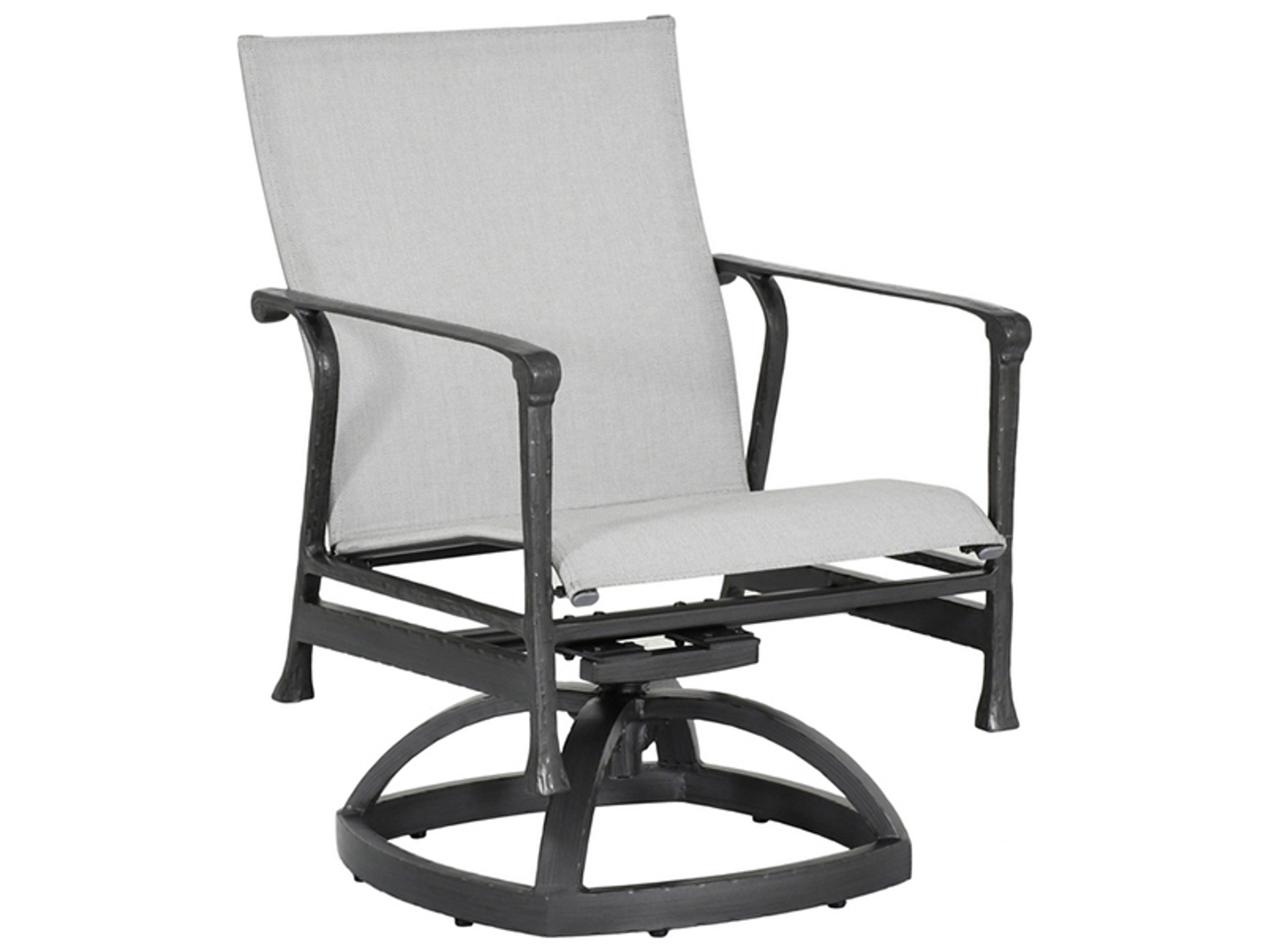 Castelle Marquis Sling Dining Aluminum Swivel Rocker Outdoor Dining Arm Chair