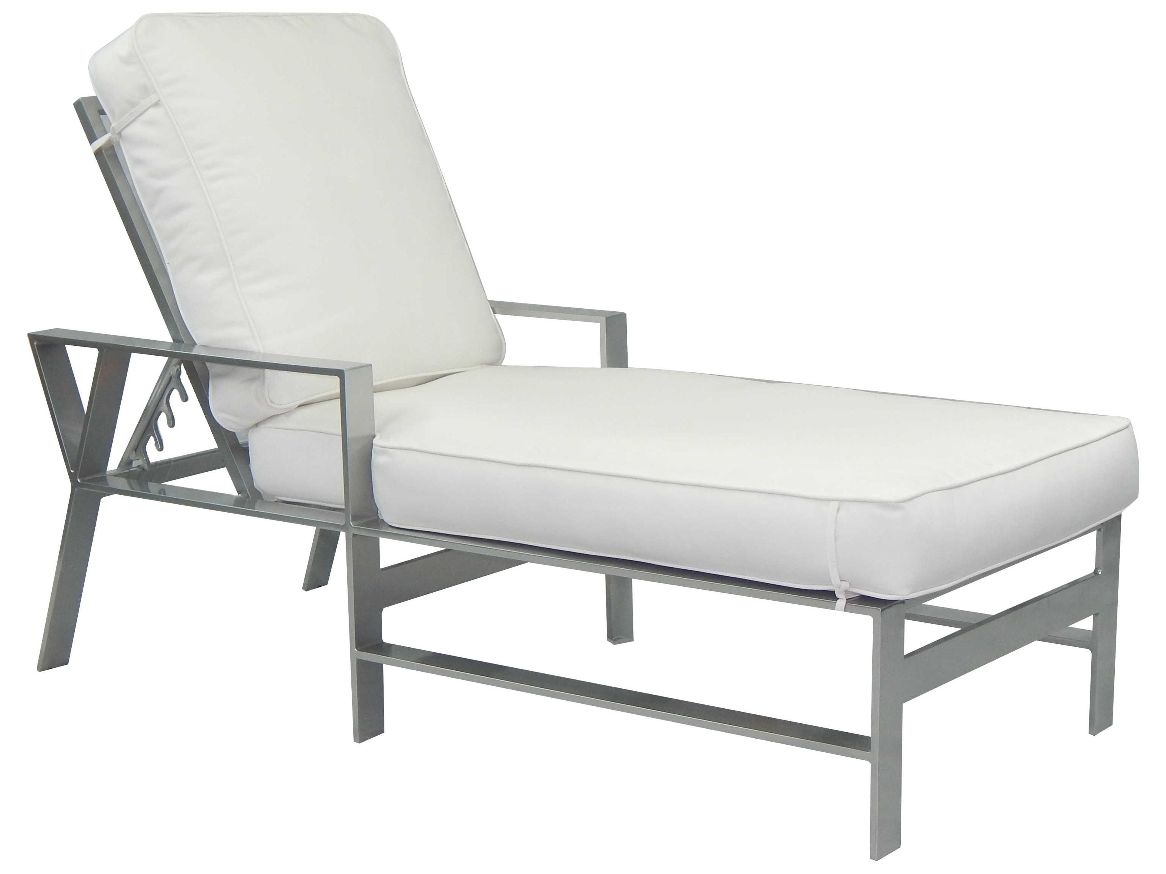 Castelle Trento Cushion Dining Cast Aluminum Adjustable Outdoor Patio Chaise Lounge with Wheels