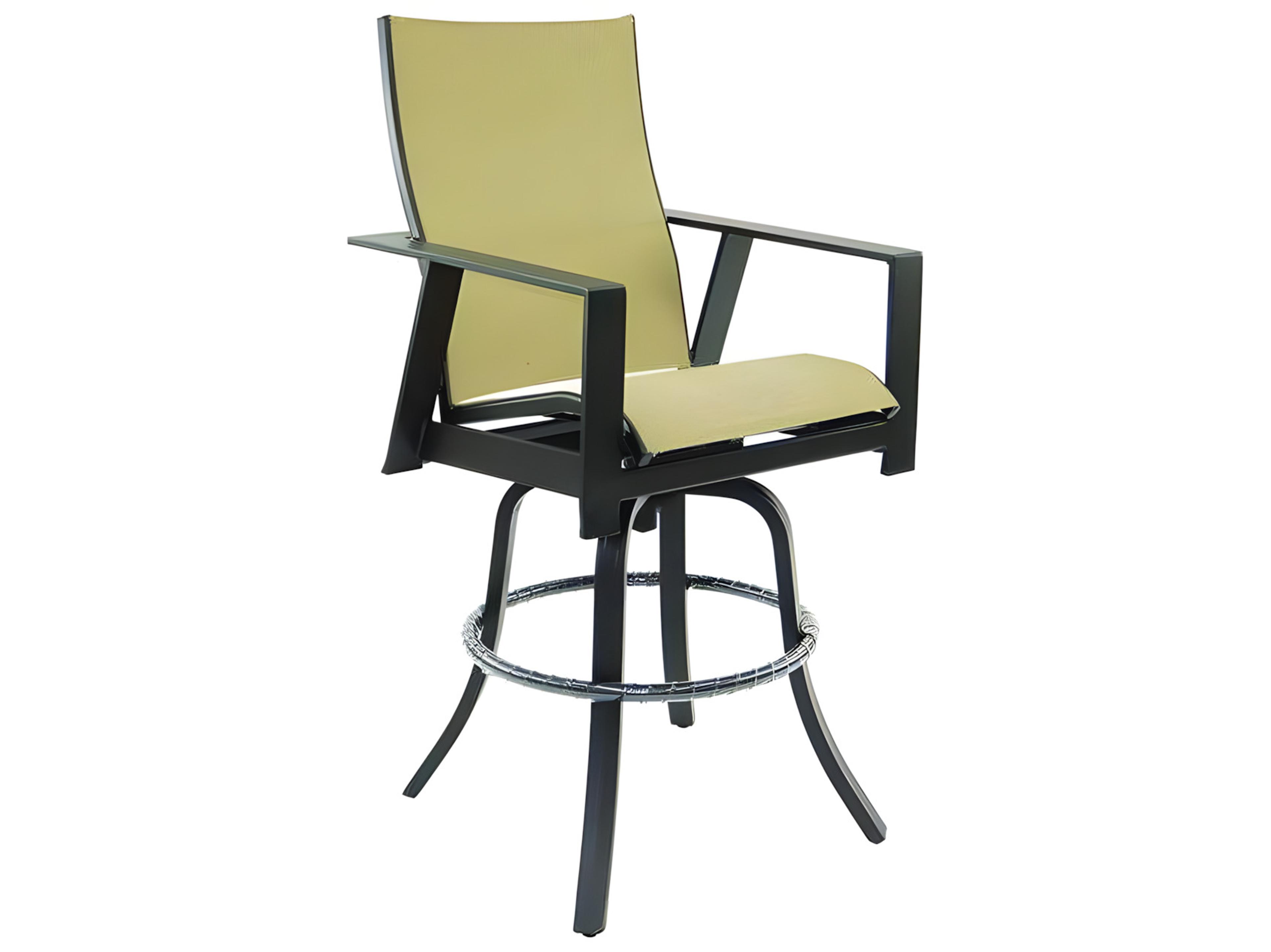 Castelle Trento Sling Cast Aluminum High Back Swivel Bar Stool