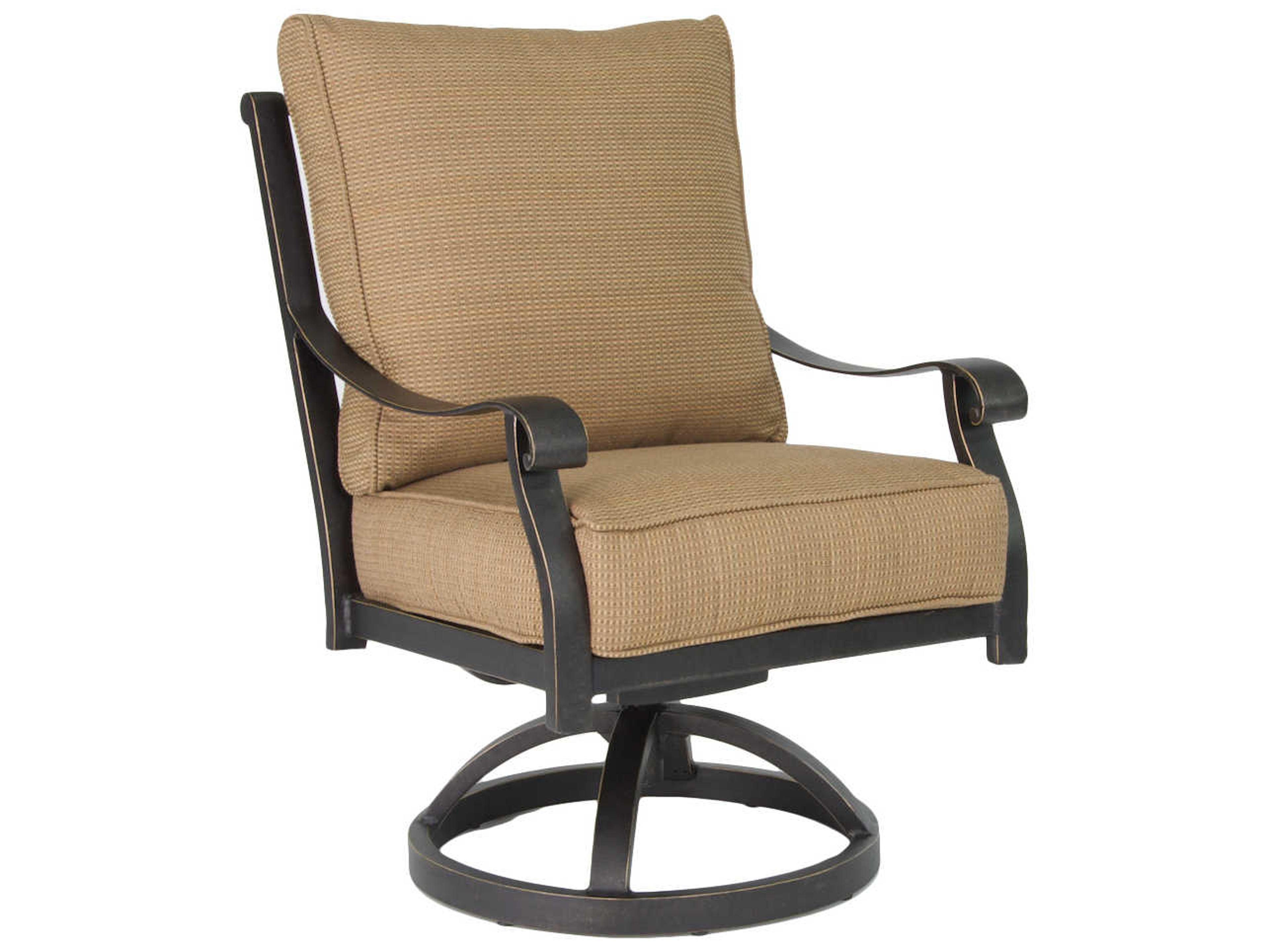 Castelle Madrid Cushion Dining Cast Aluminum Swivel Rocker Outdoor Patio Dining Arm Chair