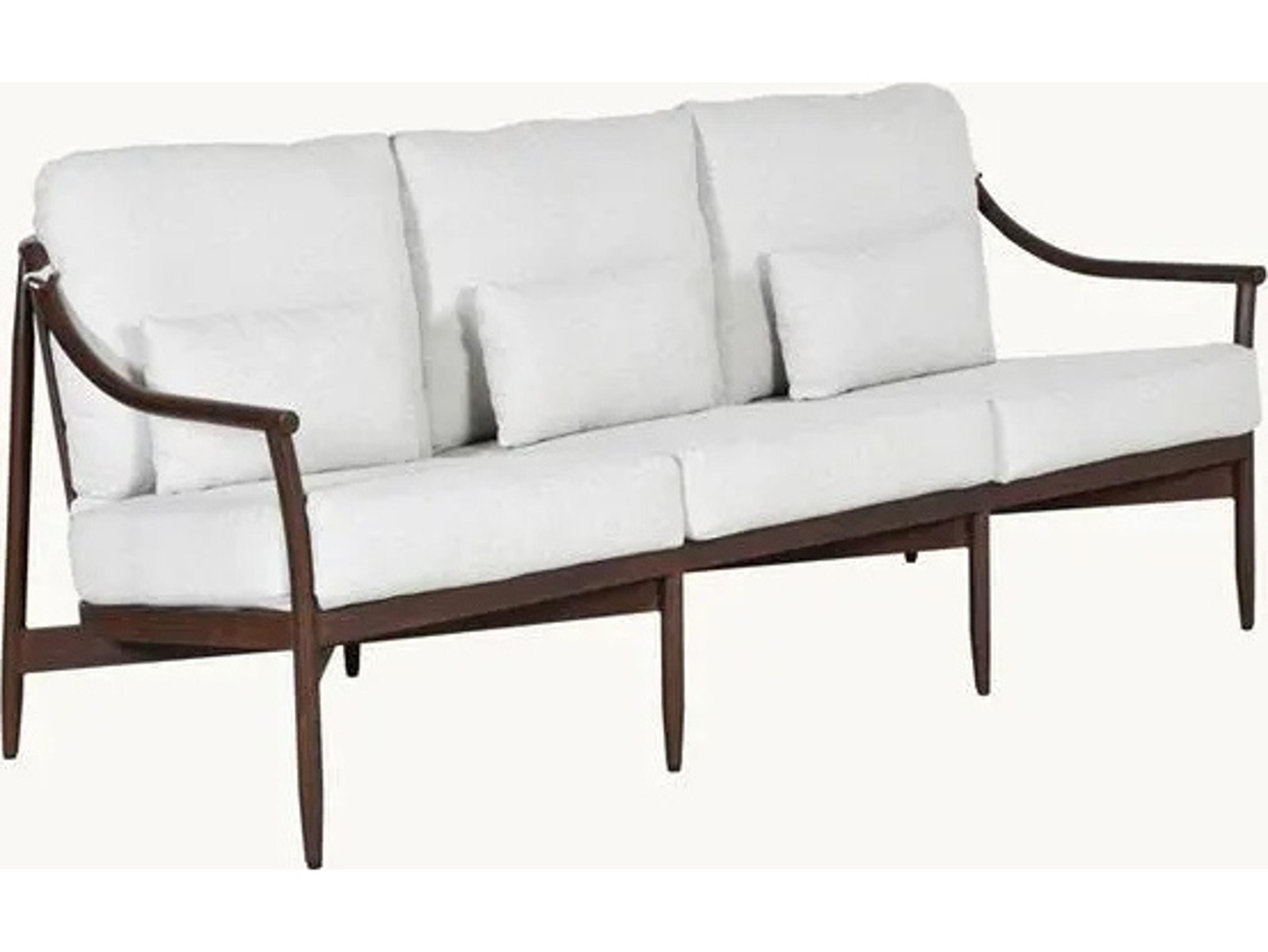 Castelle Larga Cushion Aluminum Outdoor Sofa with Two Accent Pillows