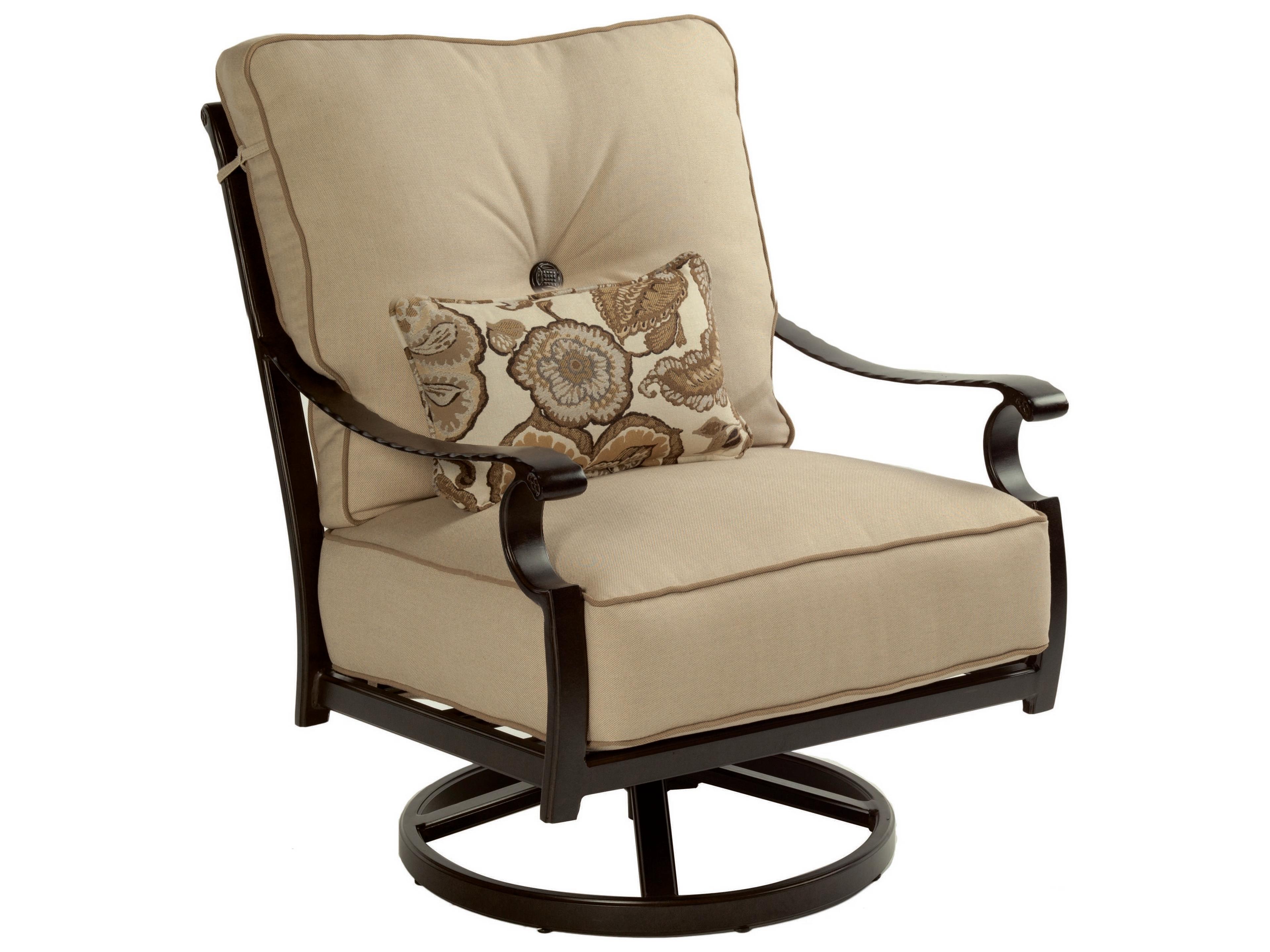 Castelle Monterey Ultra High Back Deep Seating Cast Aluminum Lounge Swivel Patio Rocker with One Kidney Pillow