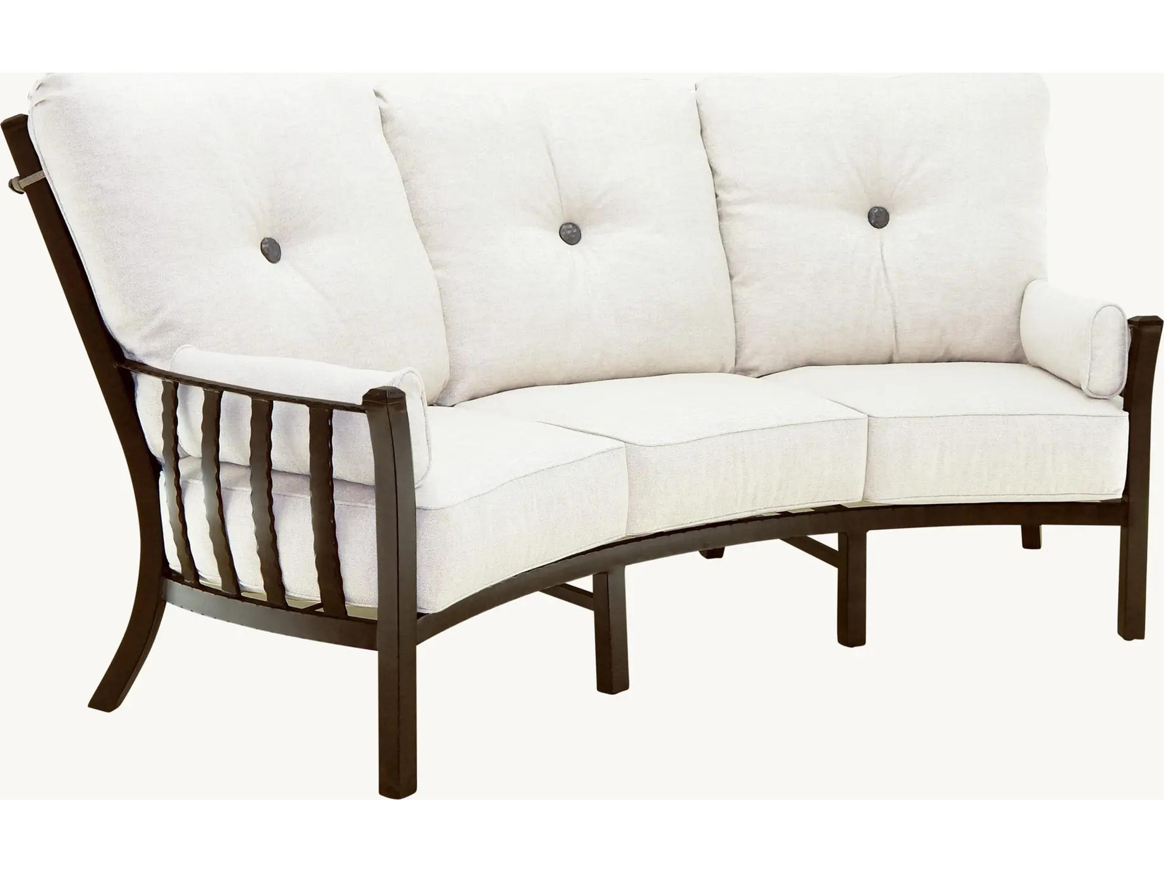Castelle Santa Fe Deep Seating Cast Aluminum Ultra High Back Crescent Sofa with Two Side Pillows