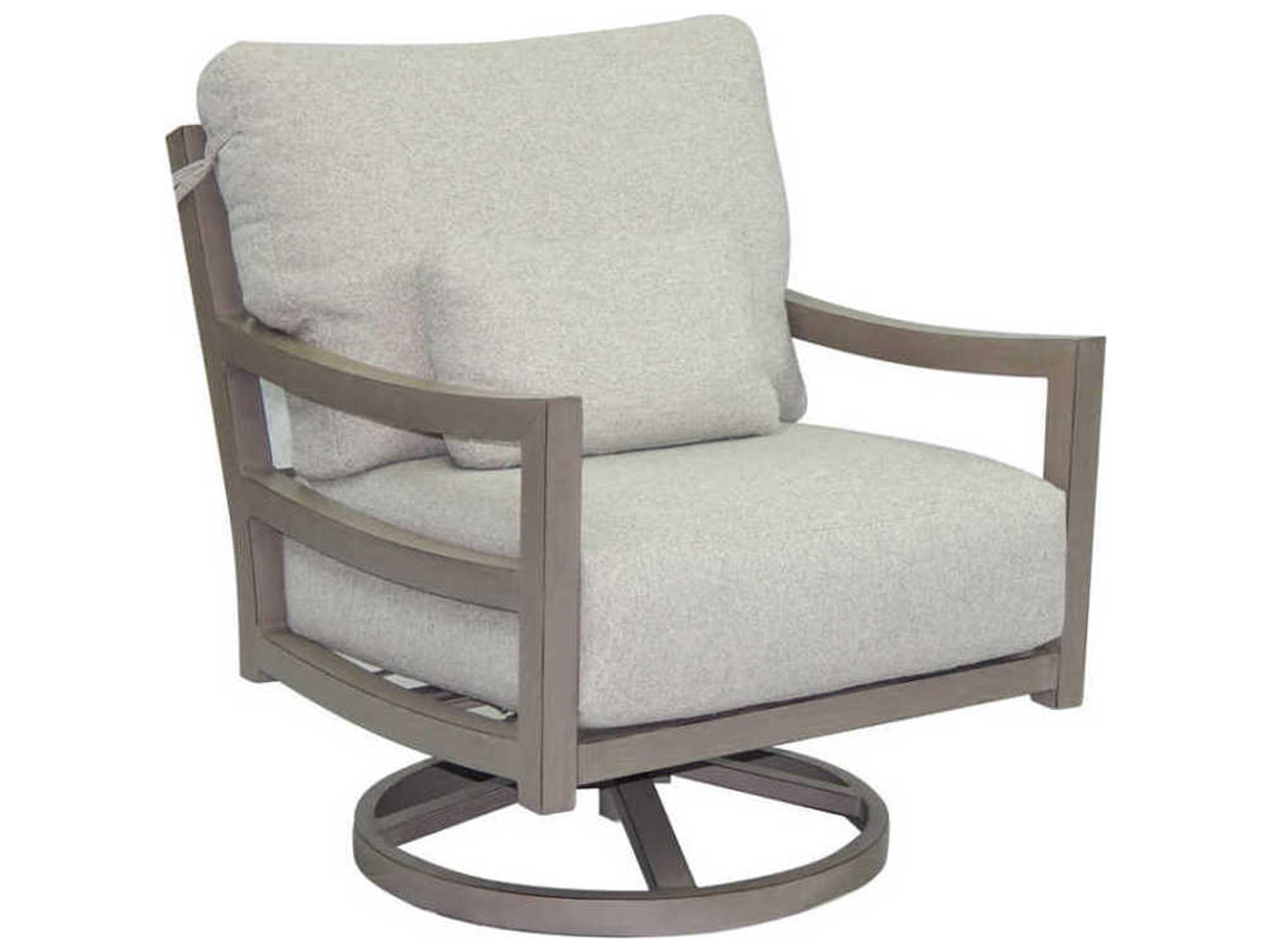Castelle Roma Deep Seating Aluminum Swivel Rocker Patio Lounge Chair with One Kidney Pillow