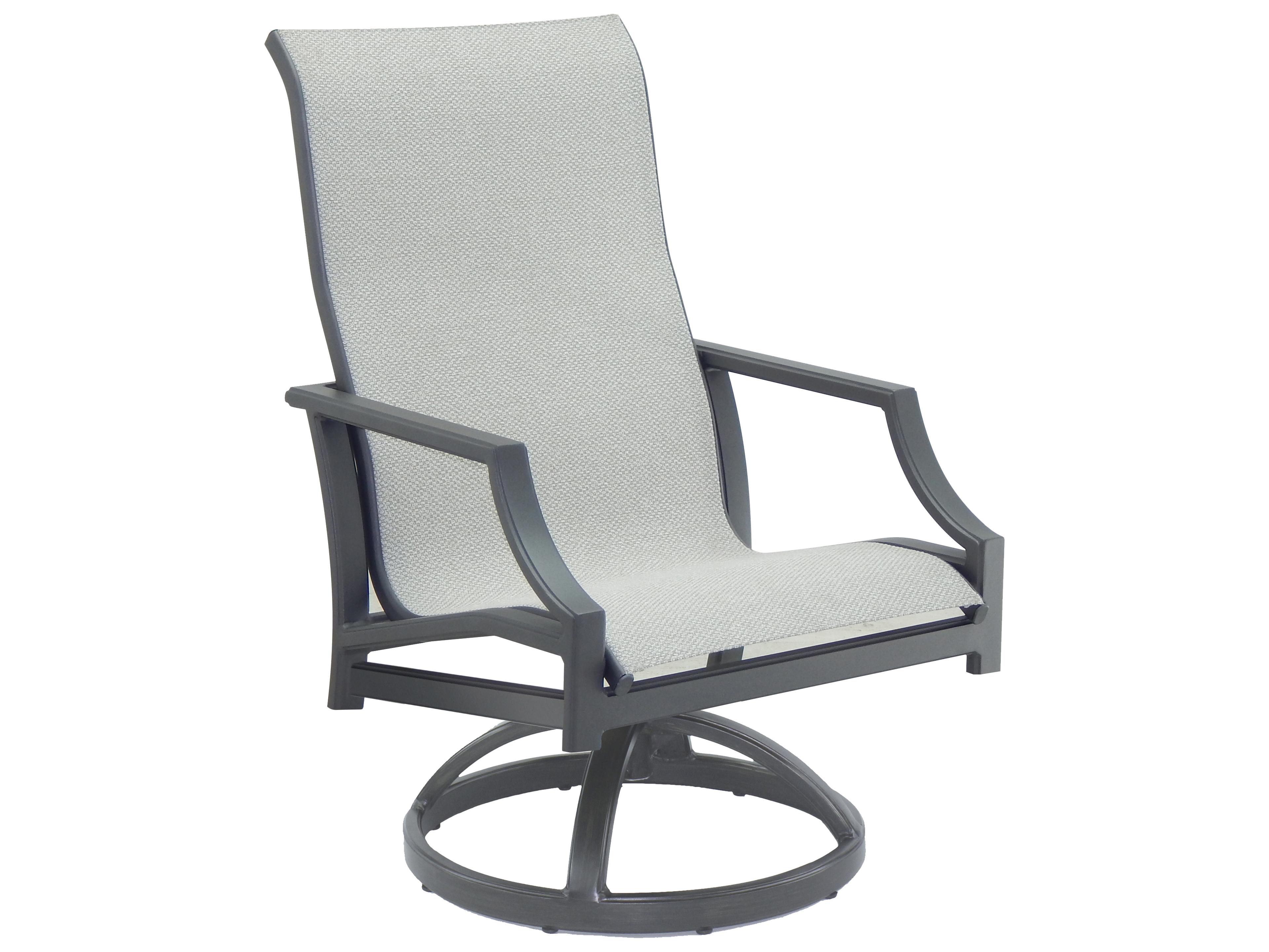 Castelle Lancaster Sling Dining Aluminum Swivel Rocker Outdoor Dining Arm Chair