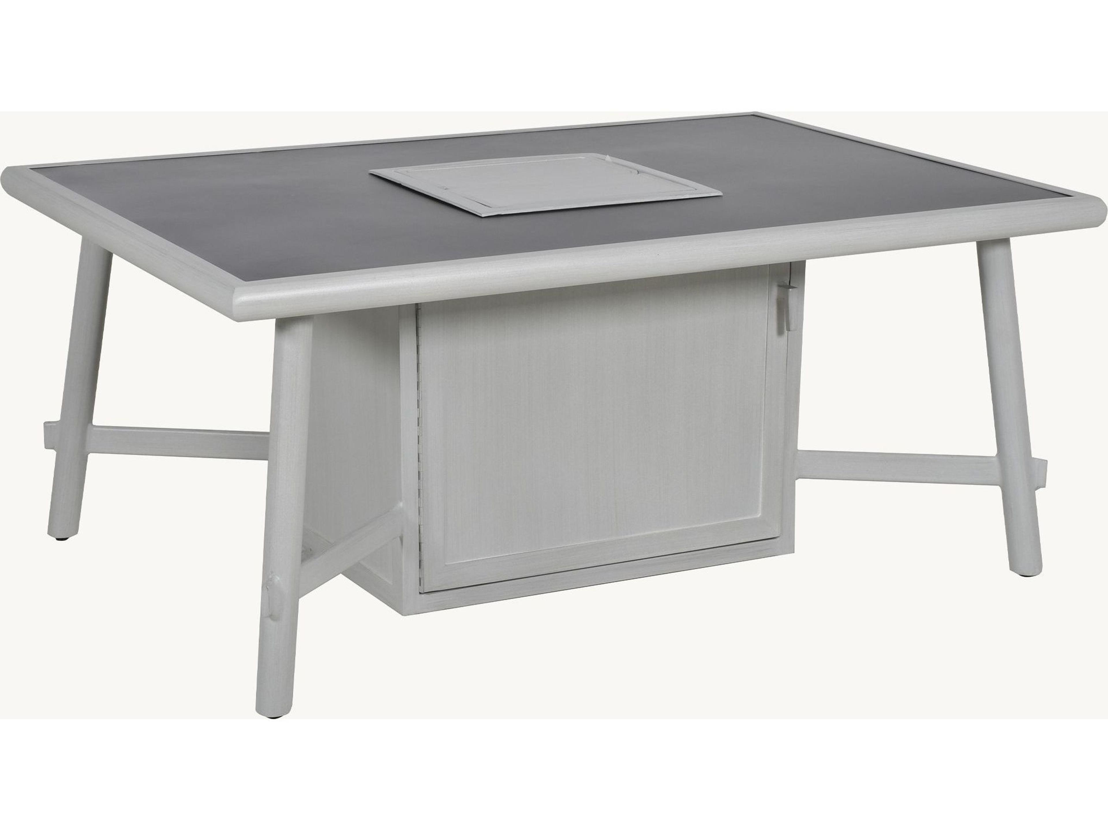 Castelle Barbados Aluminum Rectangular Coffee Patio Fire Pit Table