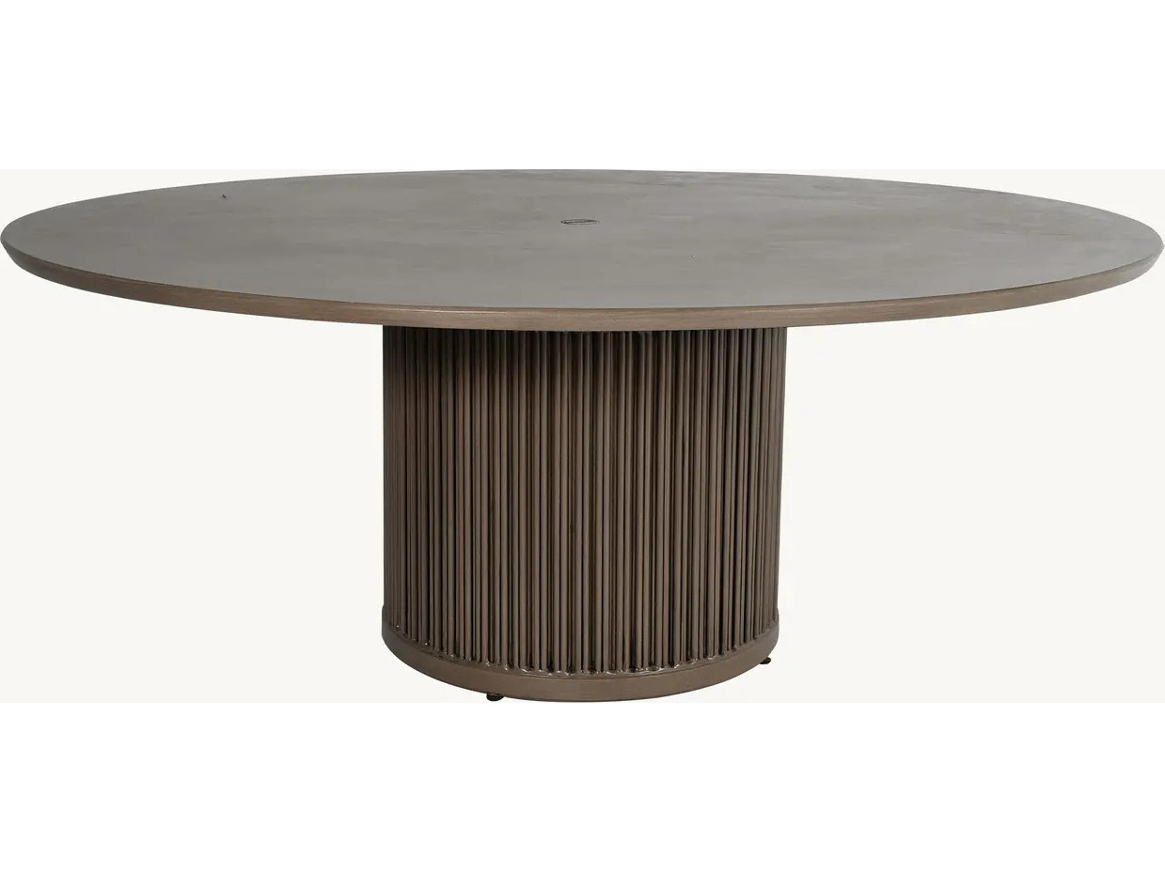 Castelle Samara Aluminum 72" Round Dining Table with Umbrella Hole