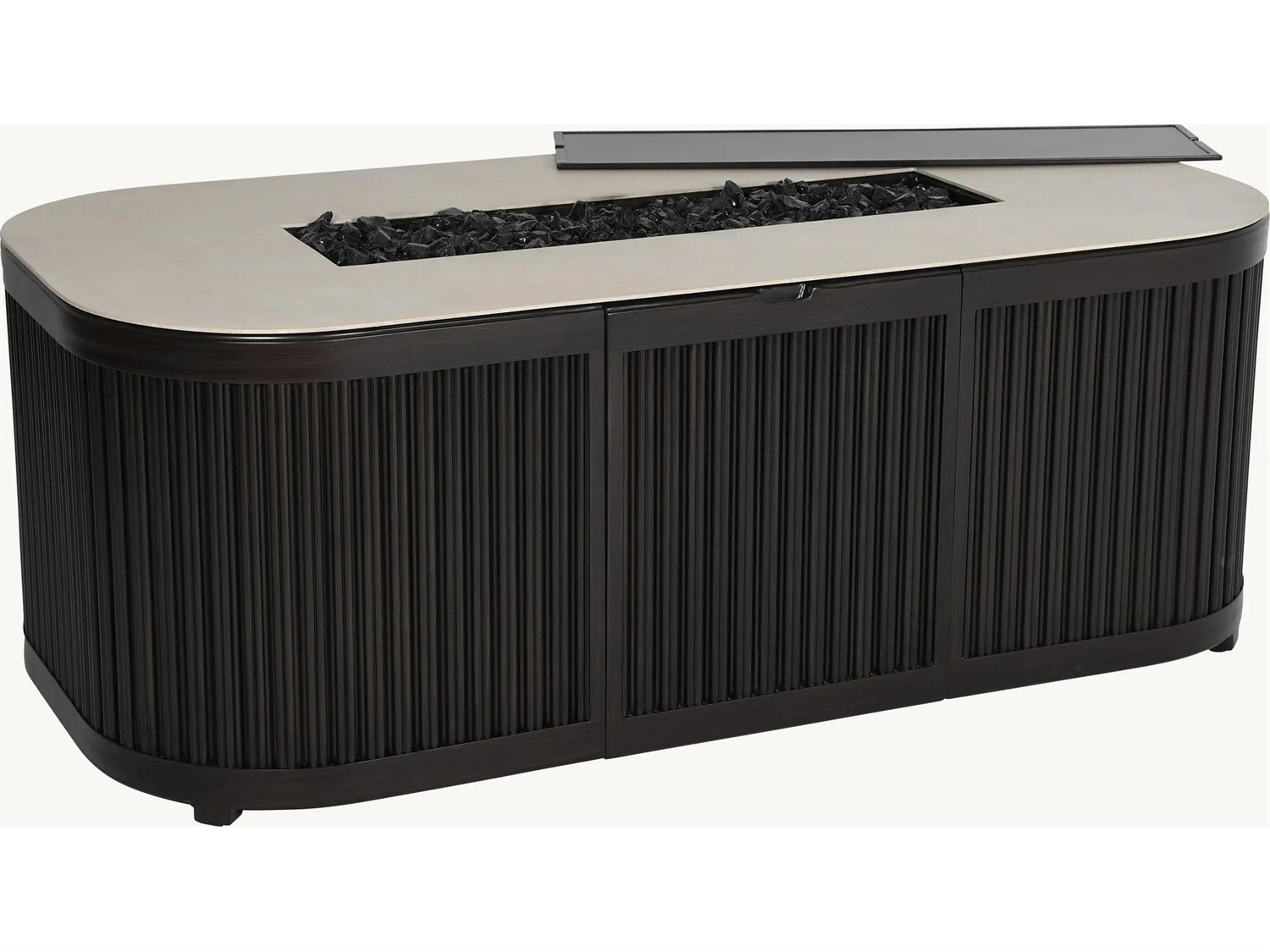 Castelle Samara Firepits Aluminum 60" x 30" Oval Fire Pit Table