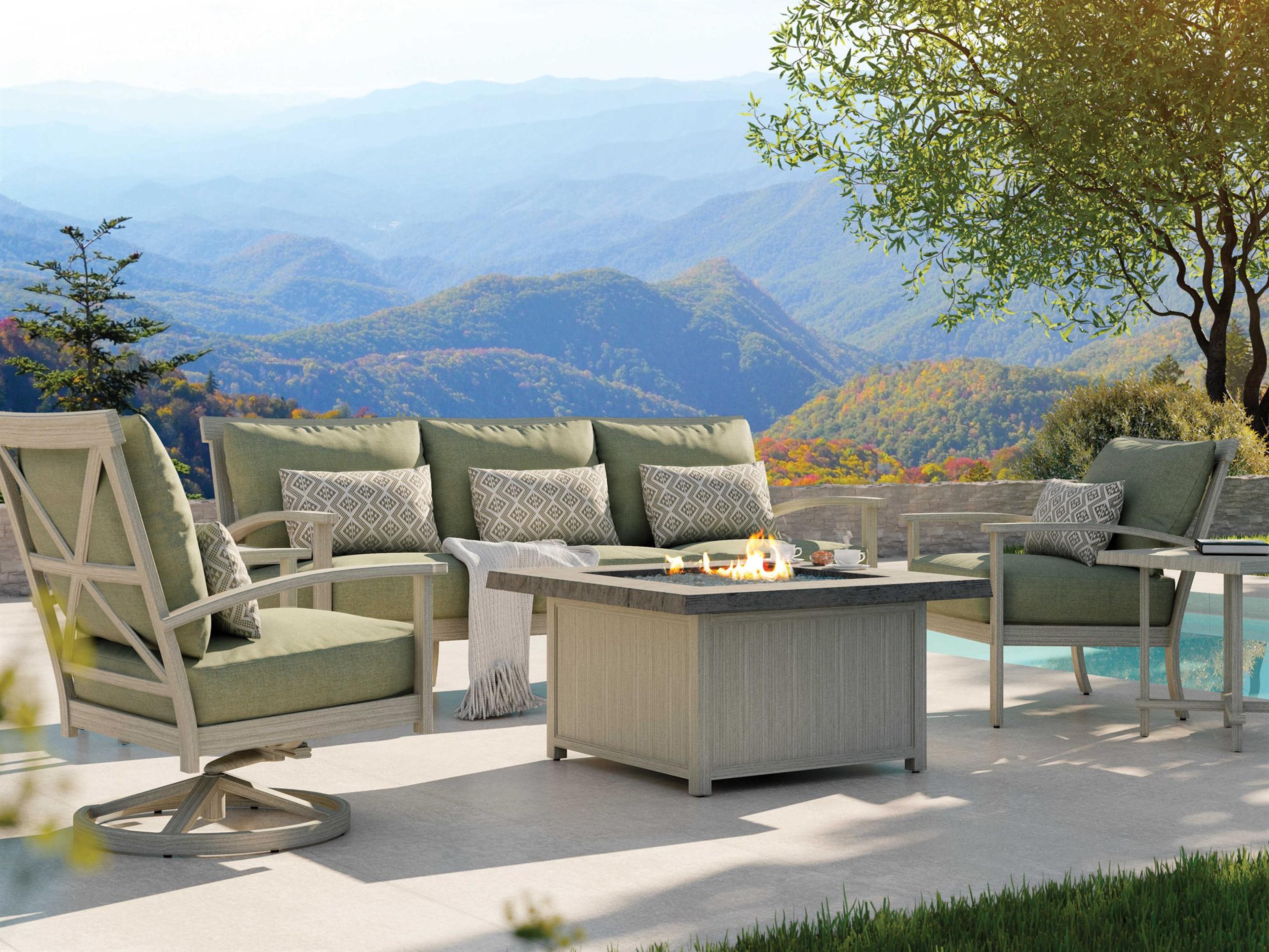 Castelle Biltmore Antler Hill Deep Seating Aluminum Fire Pit Outdoor Lounge Set