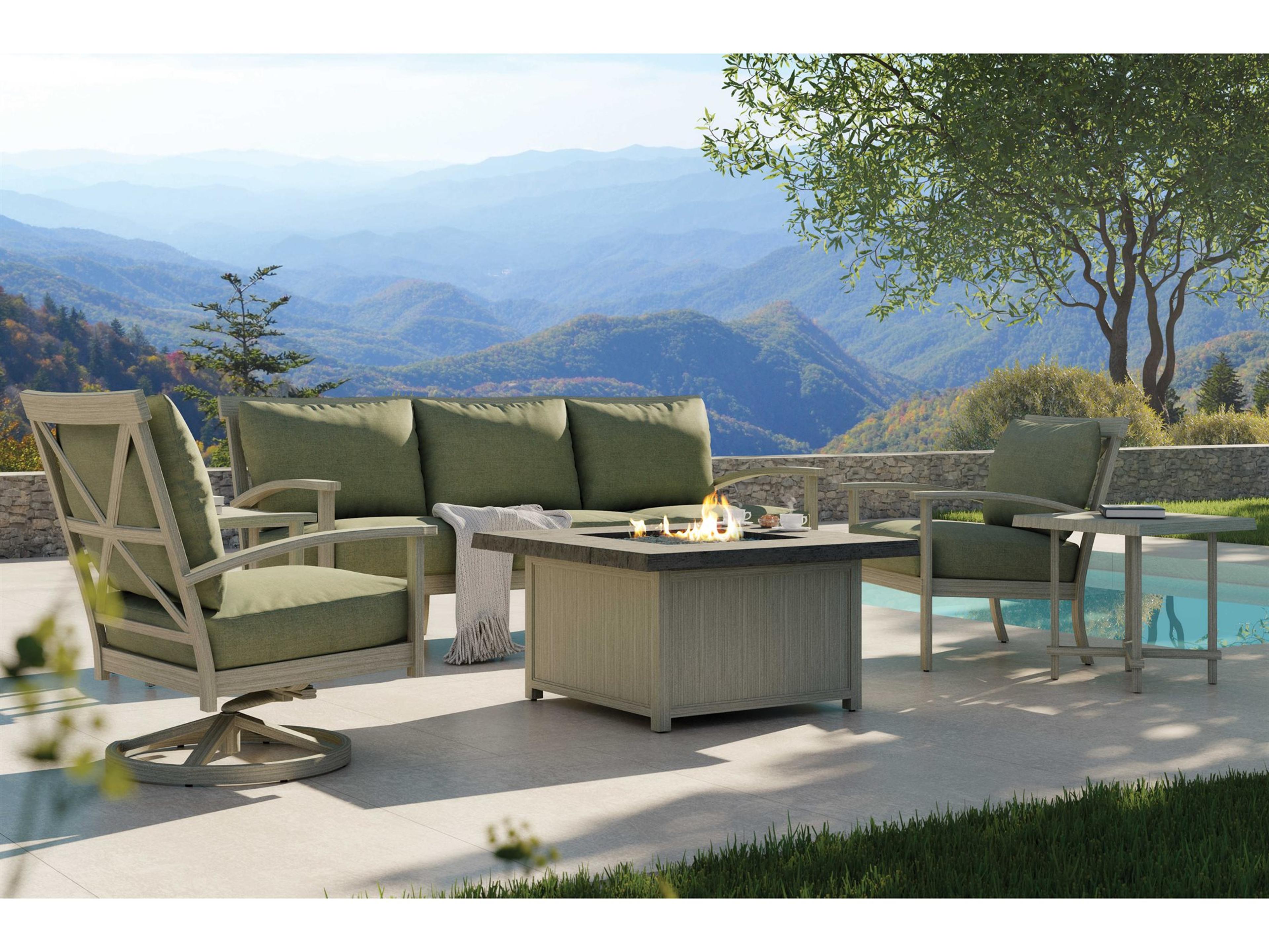 Castelle Biltmore Antler Hill Deep Seating Aluminum Fire Pit Patio Lounge Set