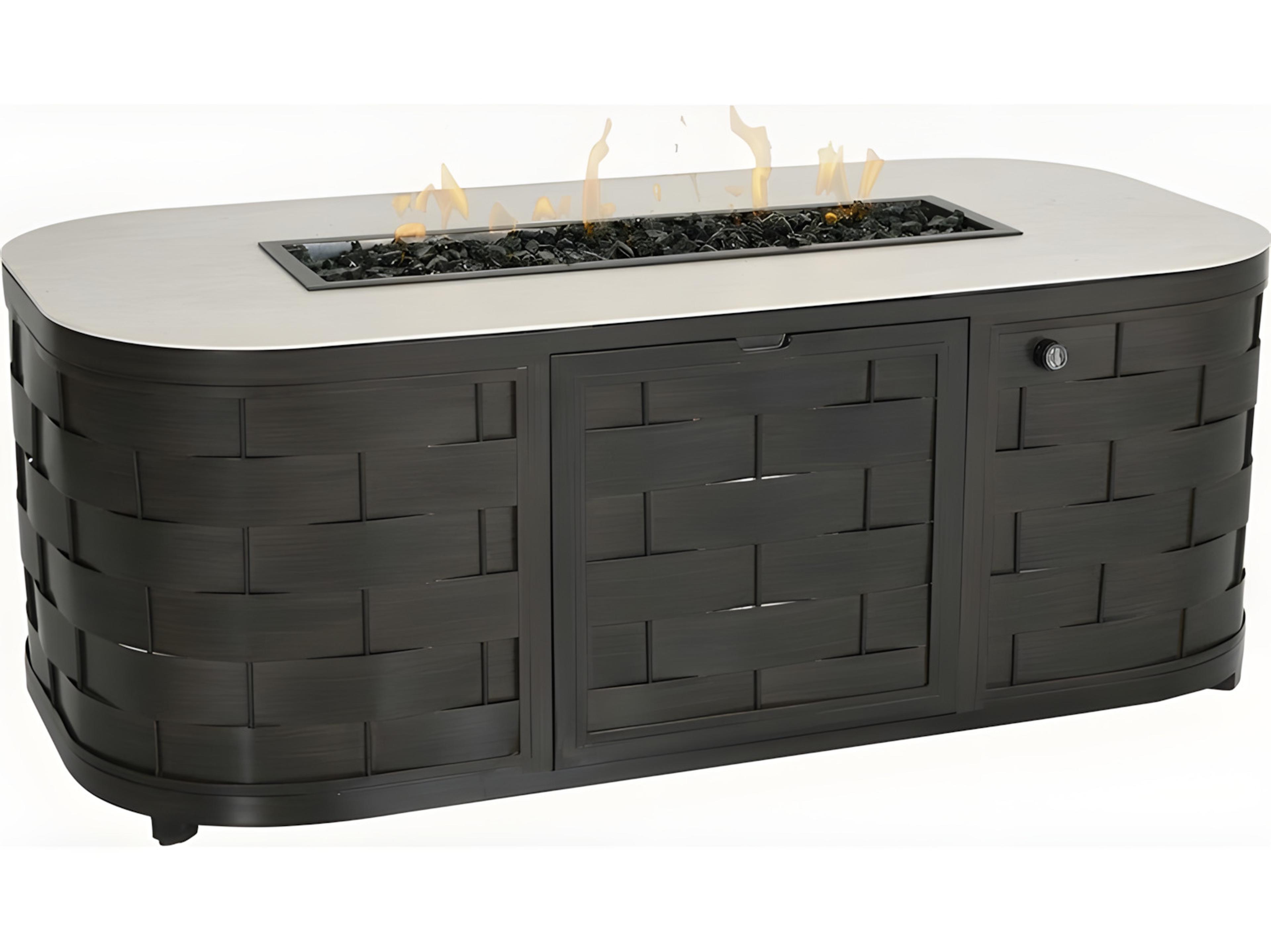 Castelle Biscayne Oval Coffee Table with Firepit