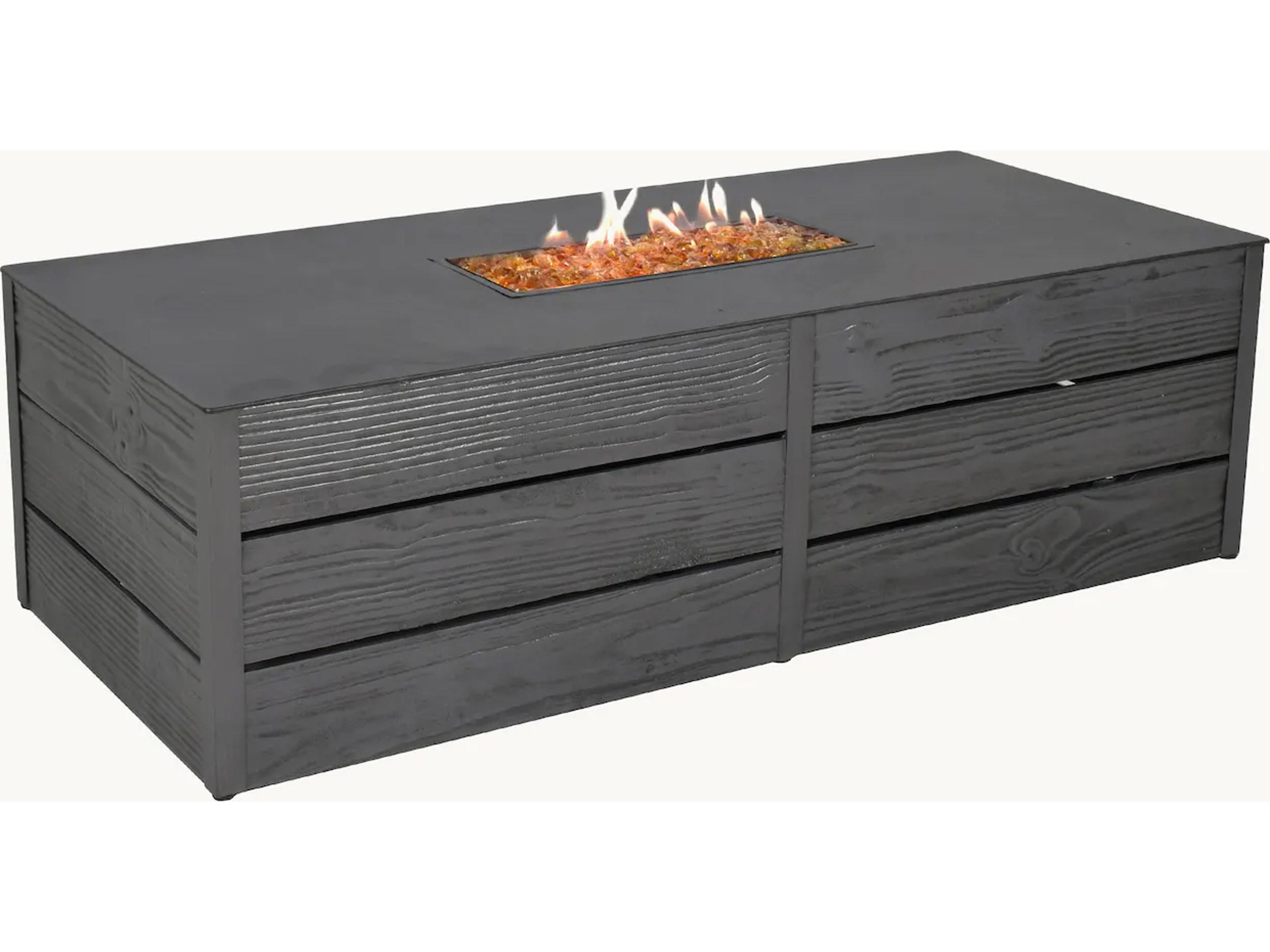 Castelle Natures Wood Aluminum Rectangular Coffee Outdoor Patio Fire Pit Table