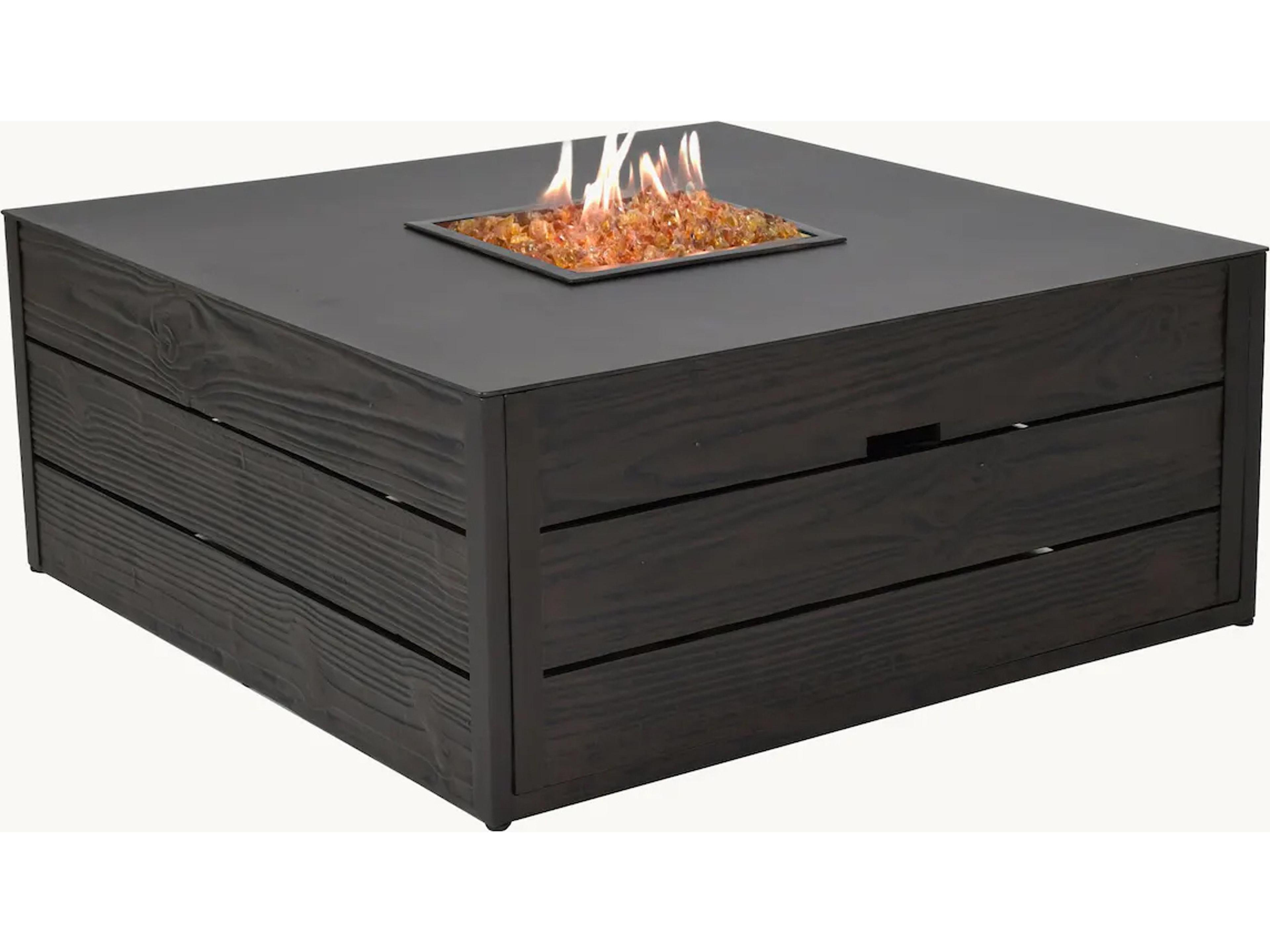 Castelle Natures Wood Aluminum Square Coffee Patio Fire Pit Table