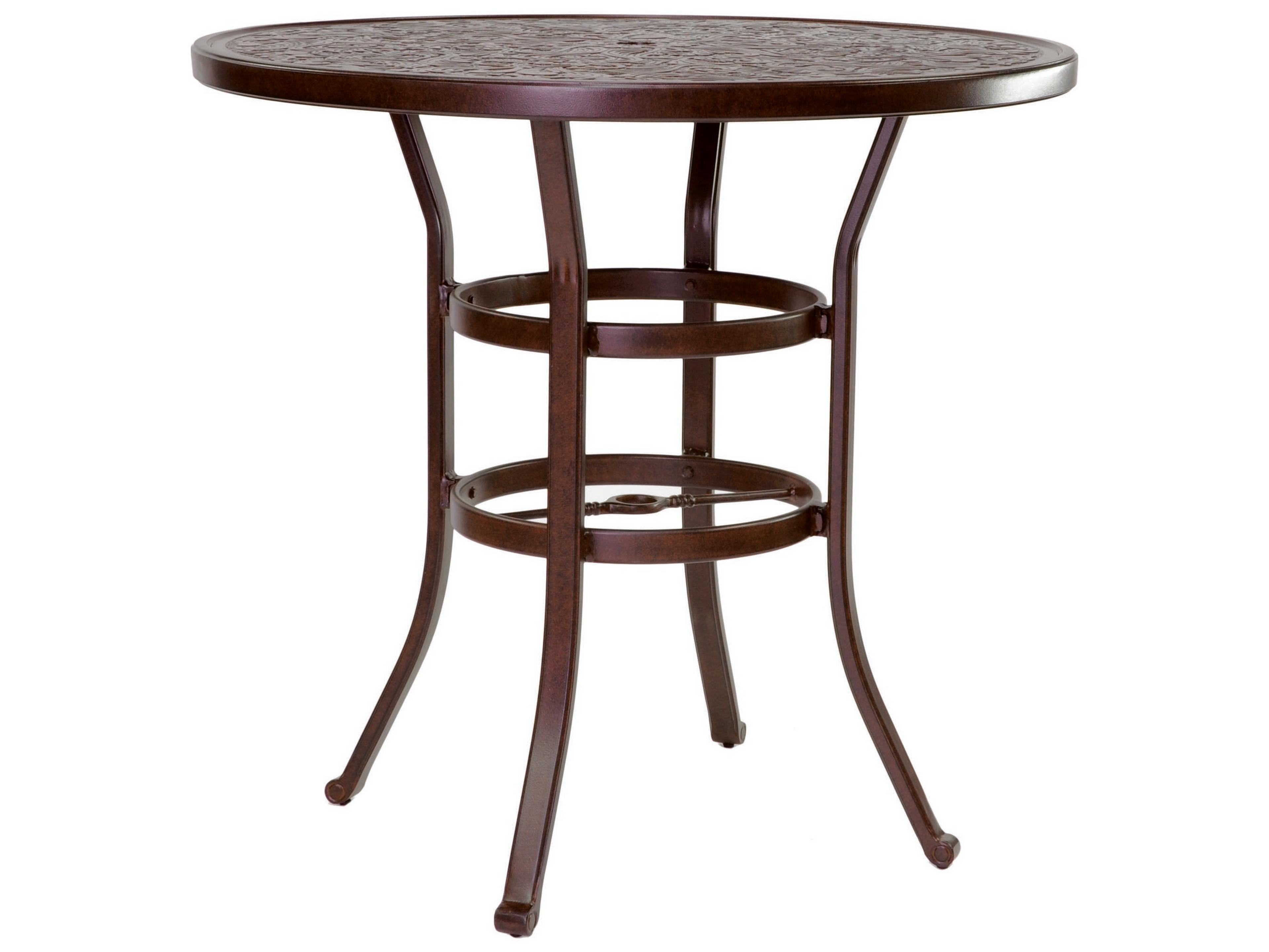 Castelle Vintage Cast Aluminum - Round Outdoor Bar Height Table Ready to Assemble