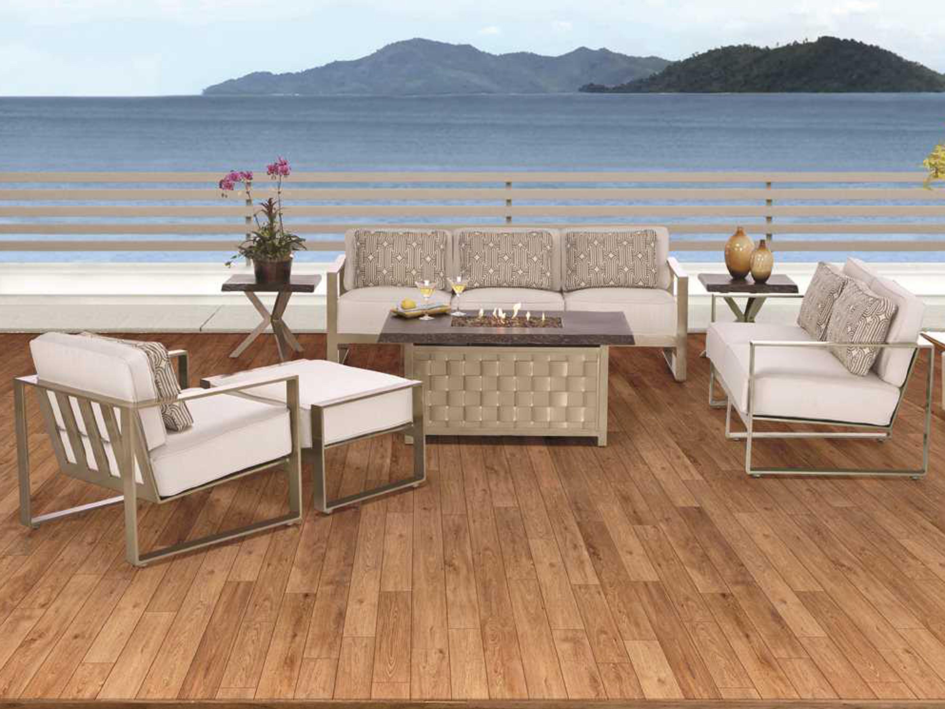 Castelle Park Place Deep Seating Cast Aluminum Cushion Outdoor Lounge Set