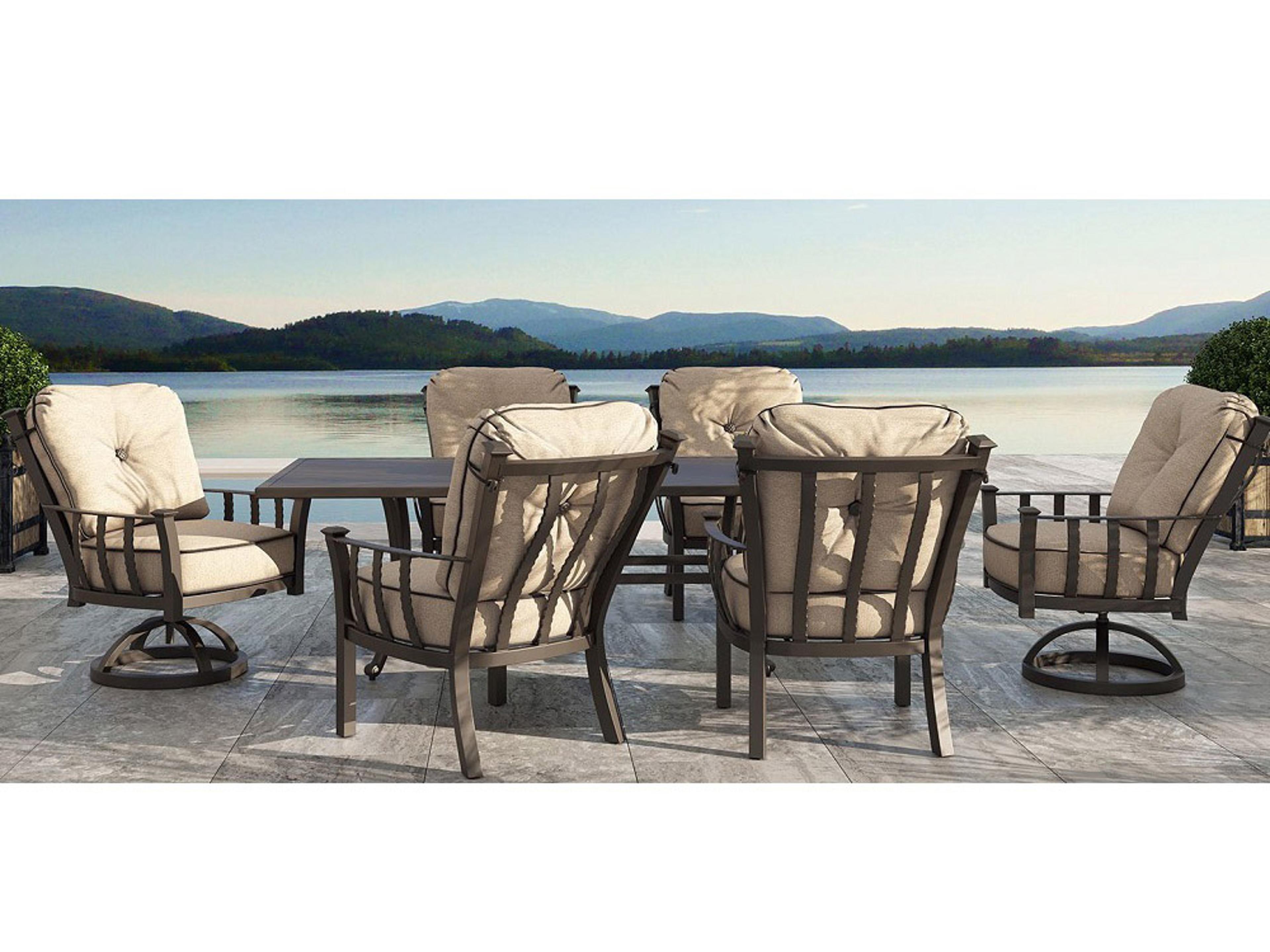 Castelle Santa Fe Cushion Dining Cast Aluminum Outdoor Patio Dining Set